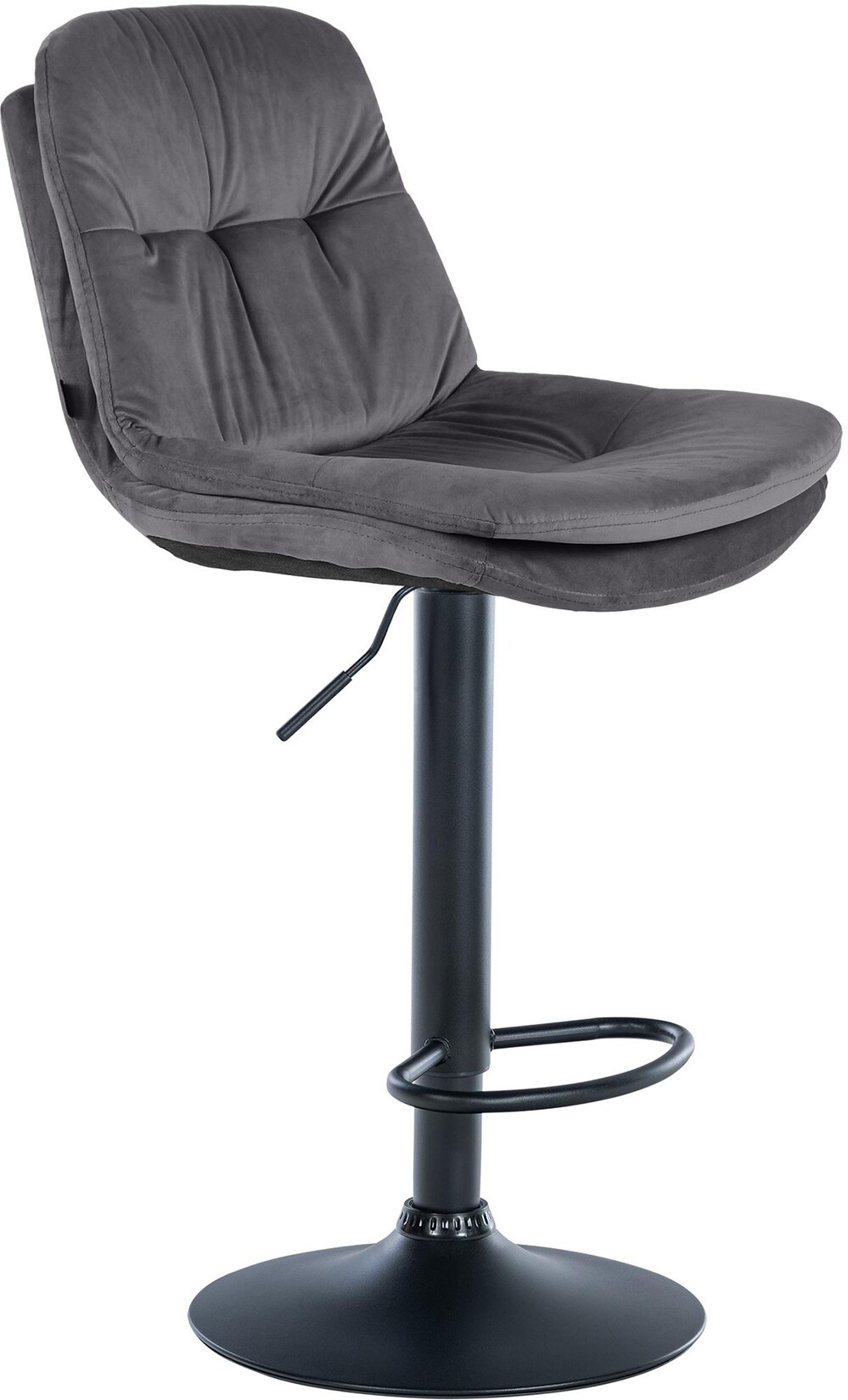 CLP Barhocker Laurel Samt schwarz Farbe: dunkelgrau, Material Gestell: Metall matt schwarz