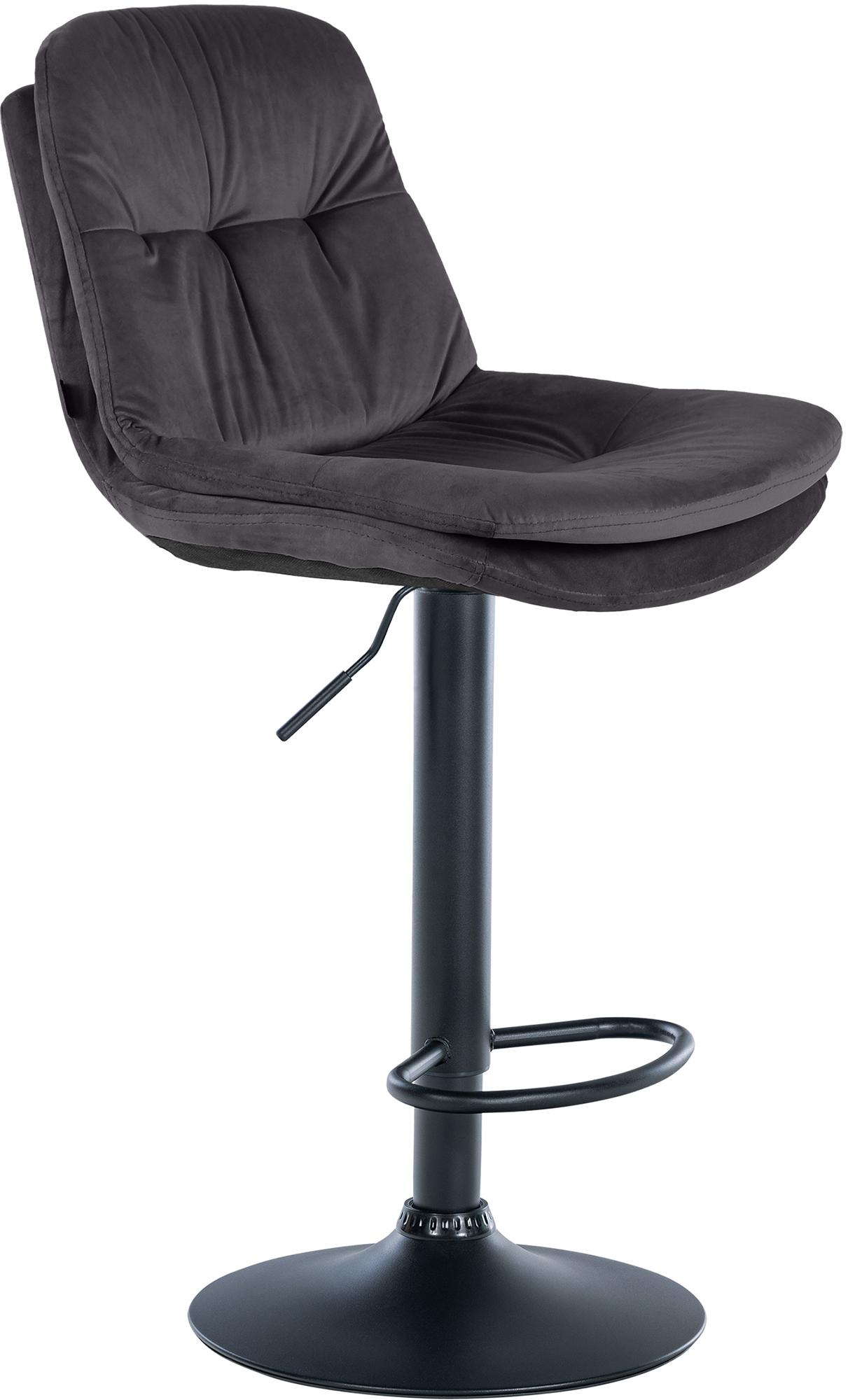 CLP Barhocker Laurel mit Samtbezug I Barstuhl h&ouml;henverstellbar und drehbar I gepolsterter Tresenhocker mit Fu&szlig;st&uuml;tze und R&uuml;ckenlehne 