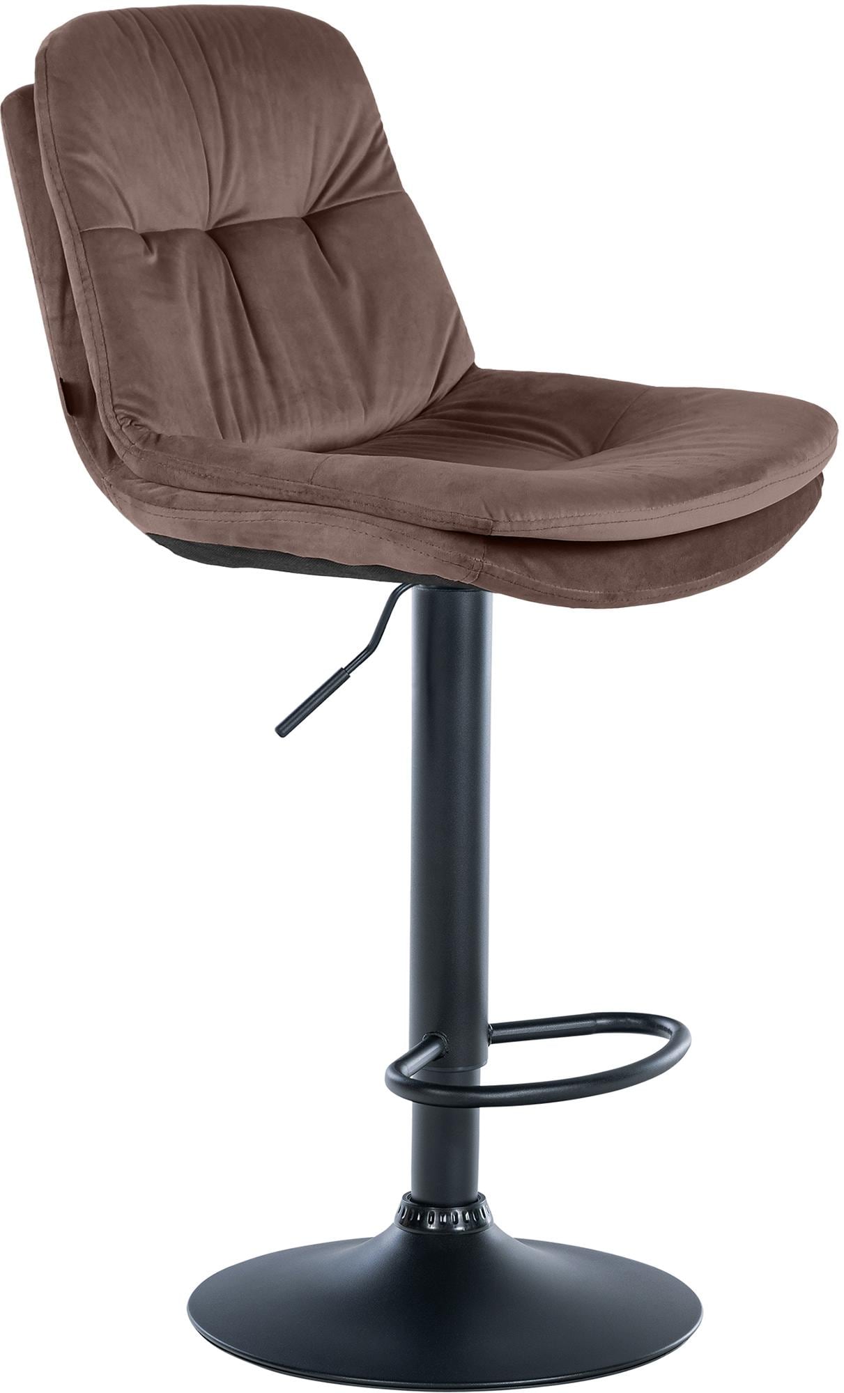 CLP Barhocker Laurel mit Samtbezug I Barstuhl h&ouml;henverstellbar und drehbar I gepolsterter Tresenhocker mit Fu&szlig;st&uuml;tze und R&uuml;ckenlehne 
