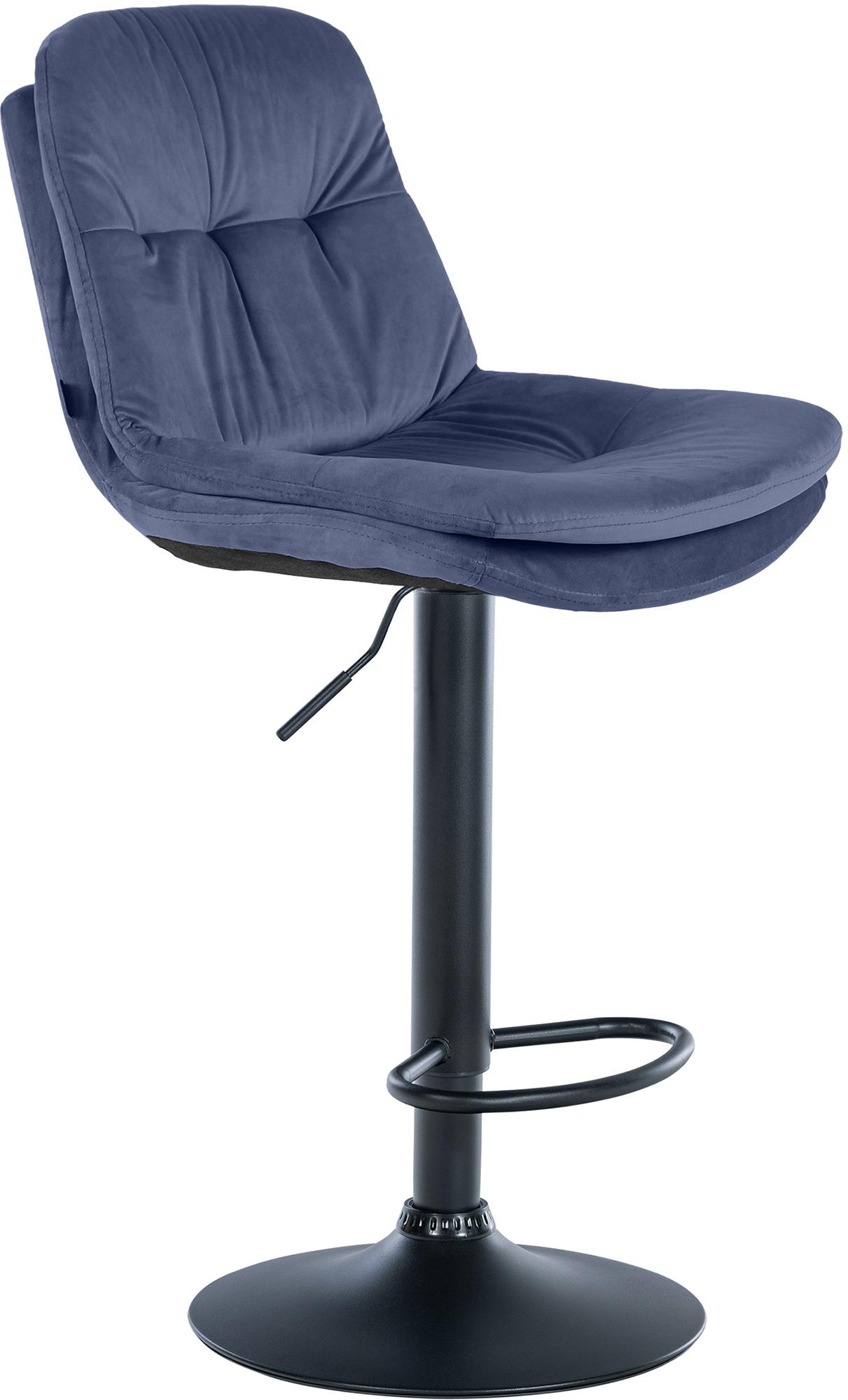 CLP Barhocker Laurel mit Samtbezug I Barstuhl h&ouml;henverstellbar und drehbar I gepolsterter Tresenhocker mit Fu&szlig;st&uuml;tze und R&uuml;ckenlehne 