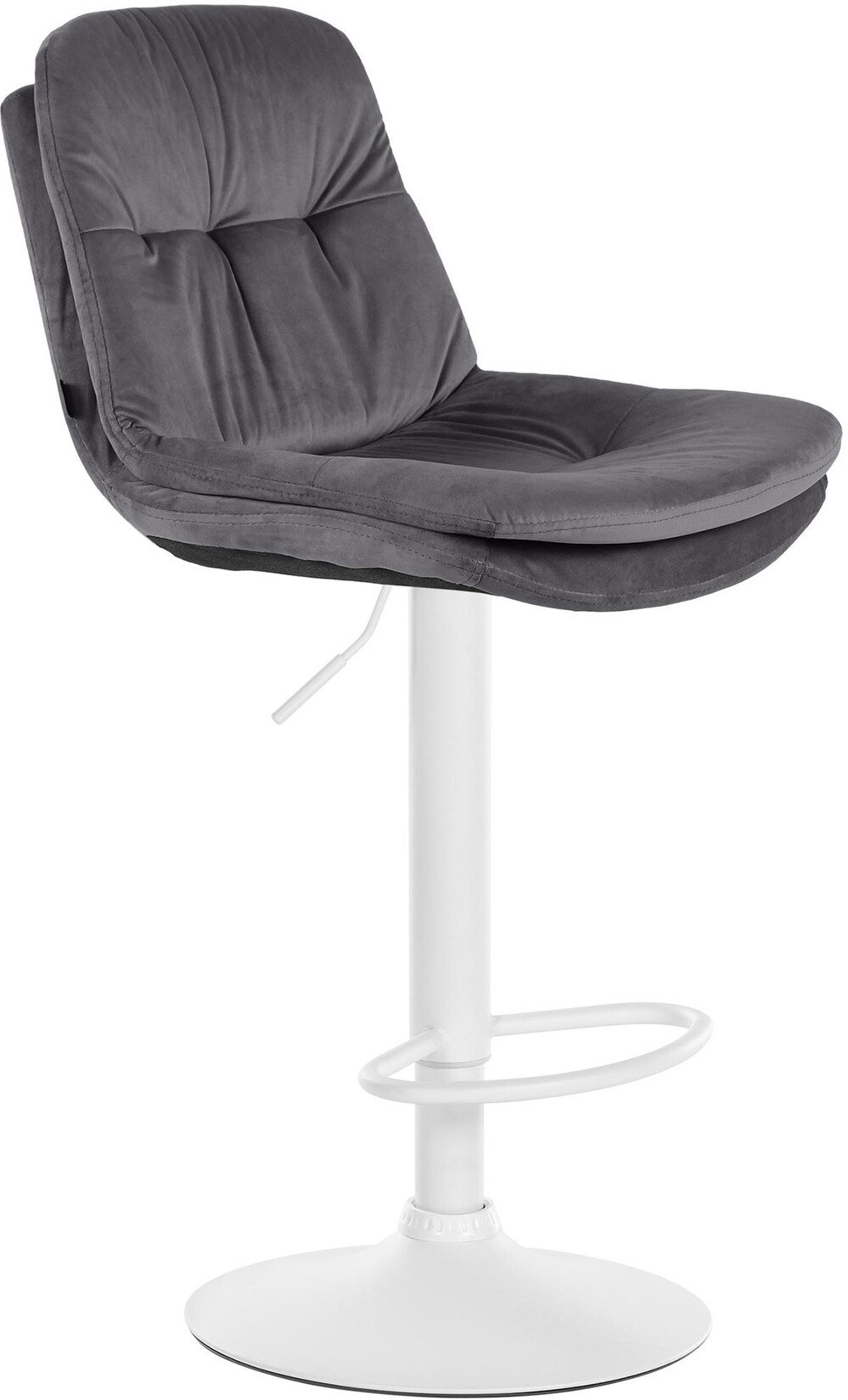 CLP Barhocker Laurel Samt weiß Farbe: dunkelgrau, Material Gestell: Metall matt weiss