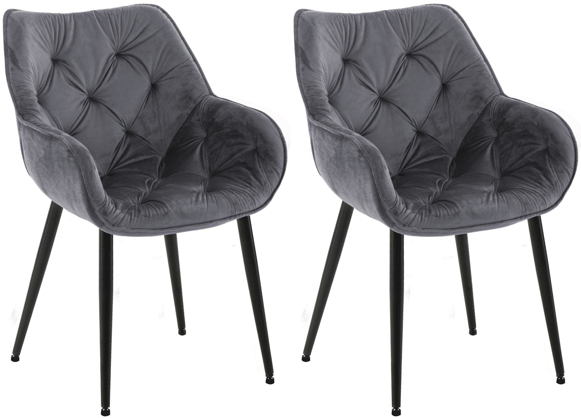 CLP 2er Set Stuhl Tanna Samt I Esszimmerstuhl Mit Armlehne I Gesteppter Polsterstuhl 