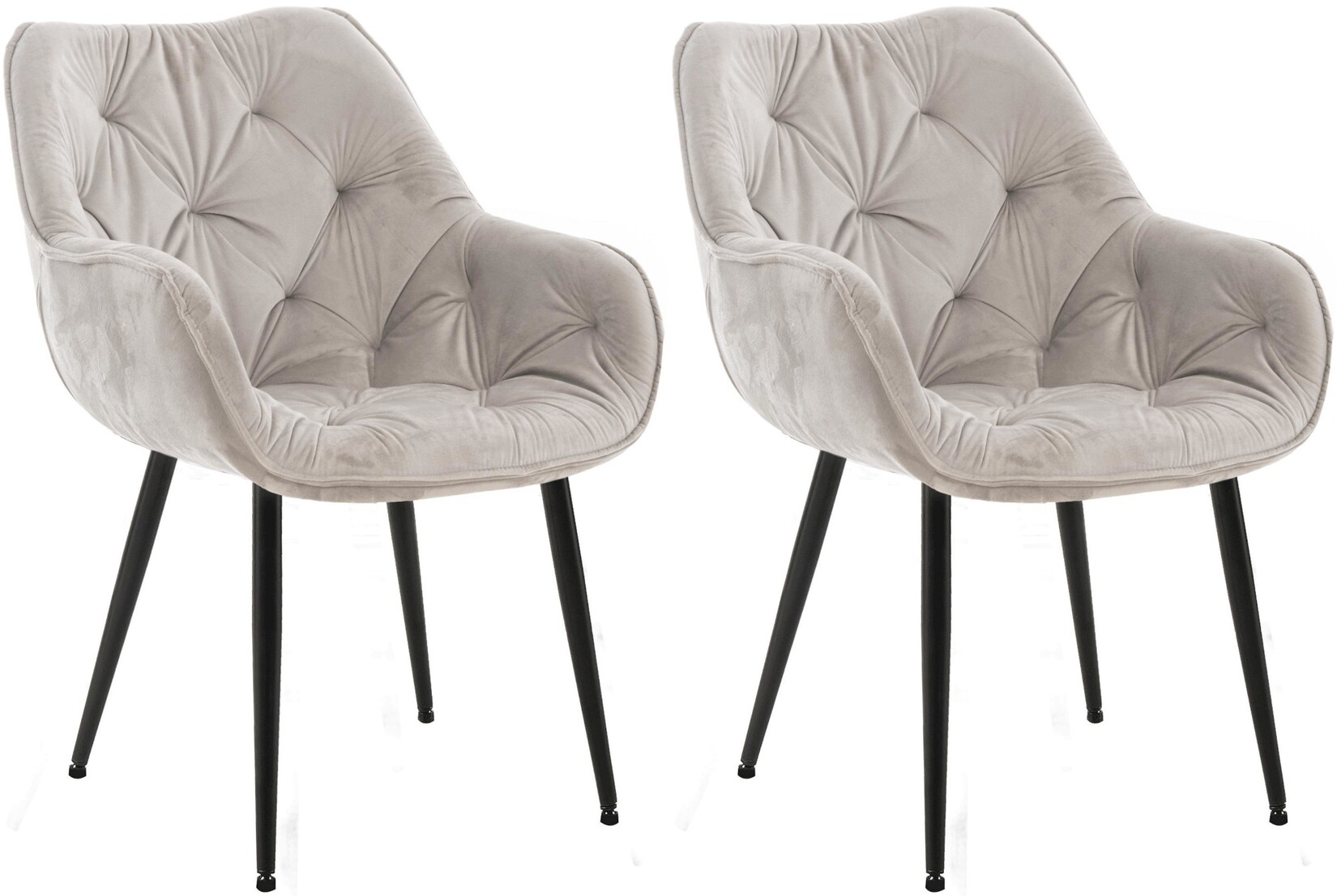 CLP 2er Set Stuhl Tanna Samt Farbe: grau