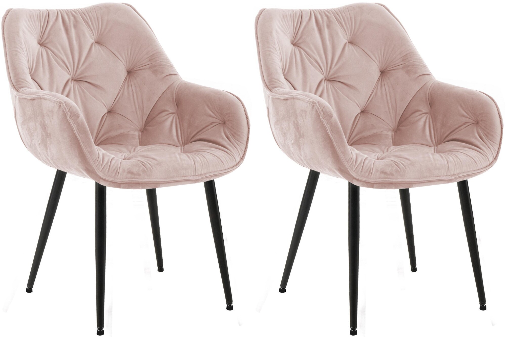 CLP 2er Set Stuhl Tanna Samt I Esszimmerstuhl Mit Armlehne I Gesteppter Polsterstuhl 