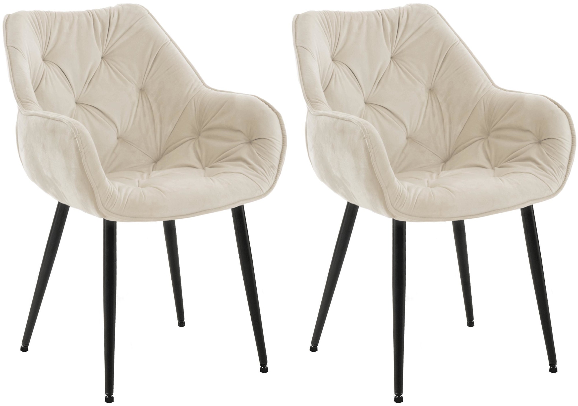 CLP 2er Set Stuhl Tanna Samt I Esszimmerstuhl Mit Armlehne I Gesteppter Polsterstuhl 