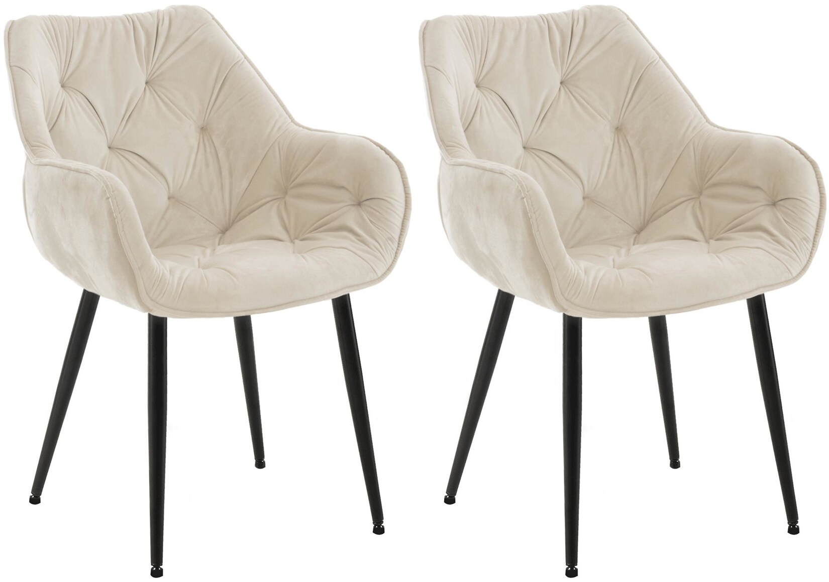 CLP 2er Set Stuhl Tanna Samt Farbe: creme