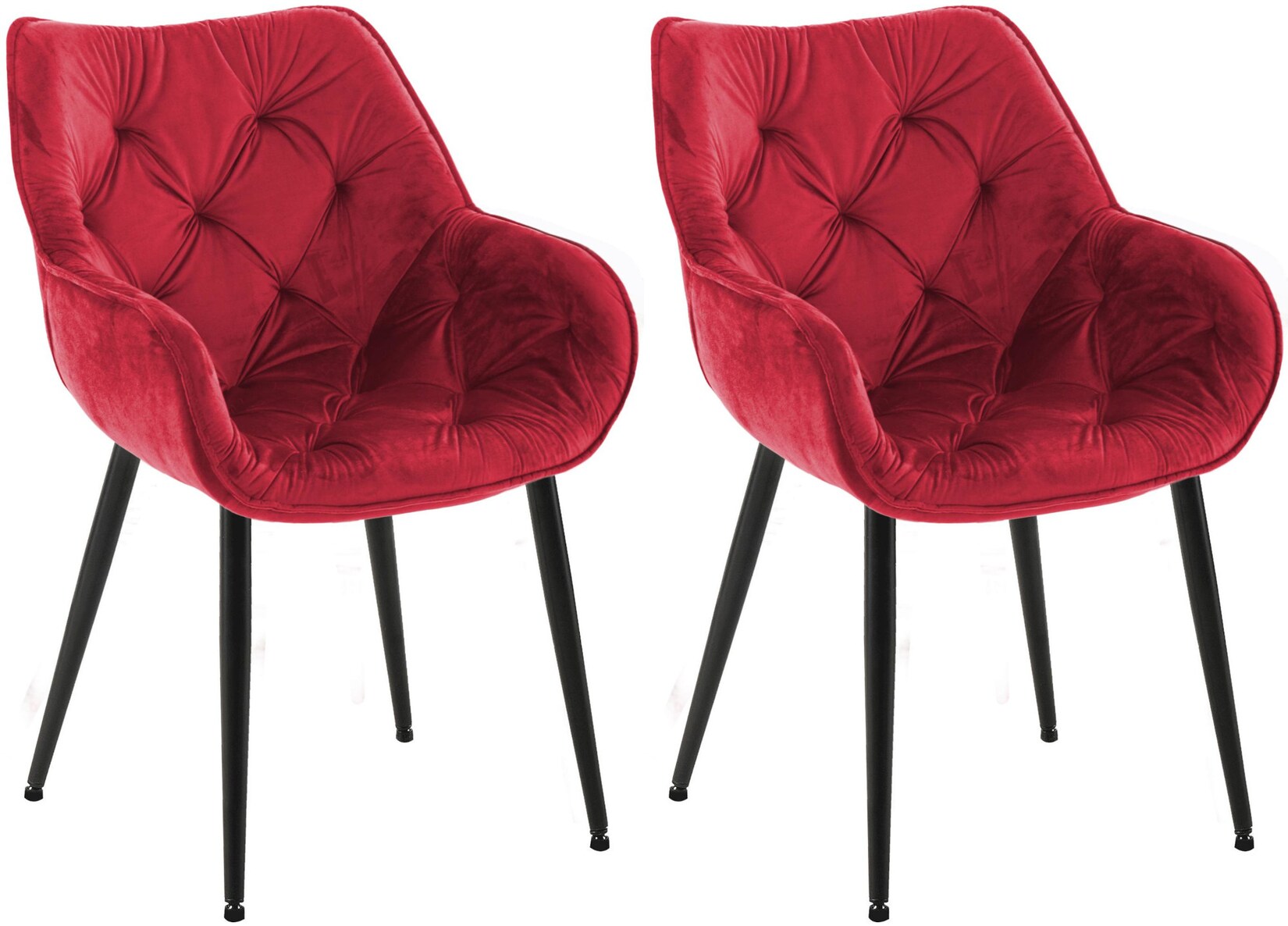 CLP 2er Set Stuhl Tanna Samt Farbe: rot