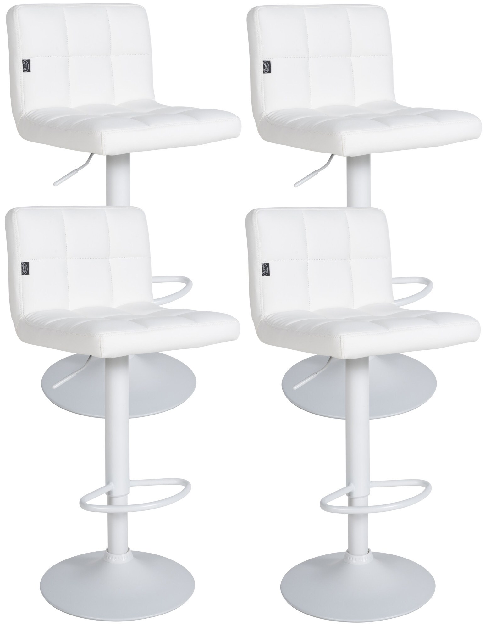 CLP 4er Set Barhocker Feni Kunstleder I H&ouml;henverstellbarer Thekenhocker Mit Fu&szlig;st&uuml;tze Und Lehne I Barstuhl Mit Metallgestell 