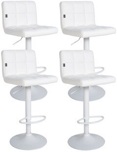 CLP 4er Set Barhocker Feni Kunstleder I Höhenverstellbarer Thekenhocker Mit Fußstütze Und Lehne I Barstuhl Mit Metallgestell 