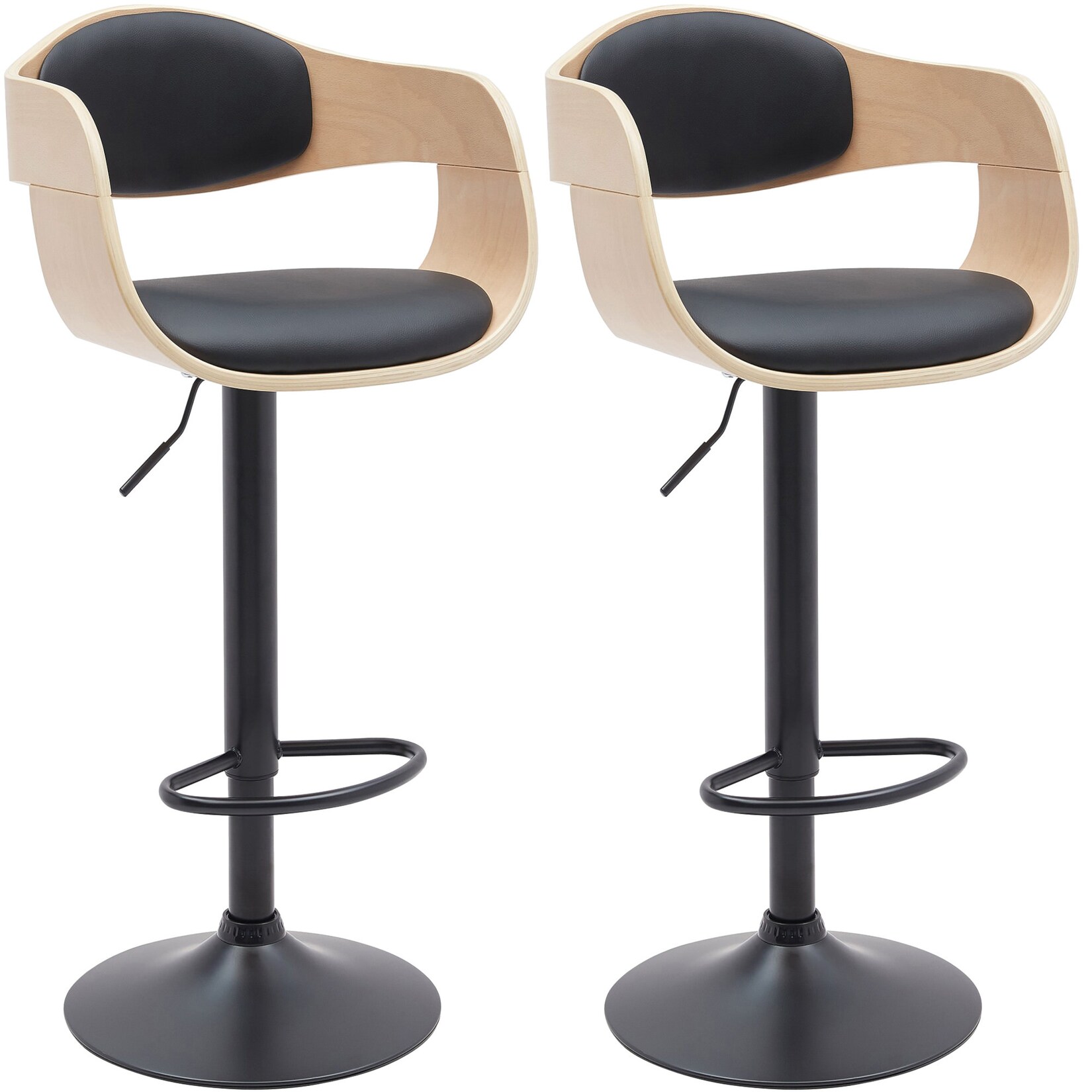 CLP 2er Set Barhocker Kingston B Kunstleder Farbe: natur/schwarz, Material: Kunstleder
