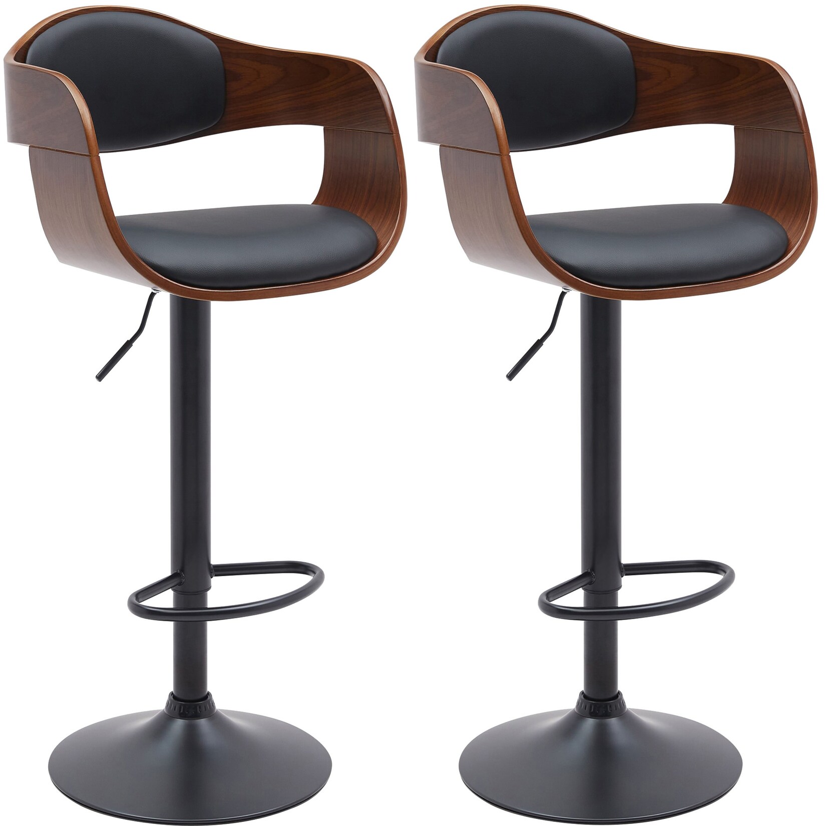 CLP 2er Set Barhocker Kingston B Kunstleder Farbe: walnuss/schwarz, Material: Kunstleder
