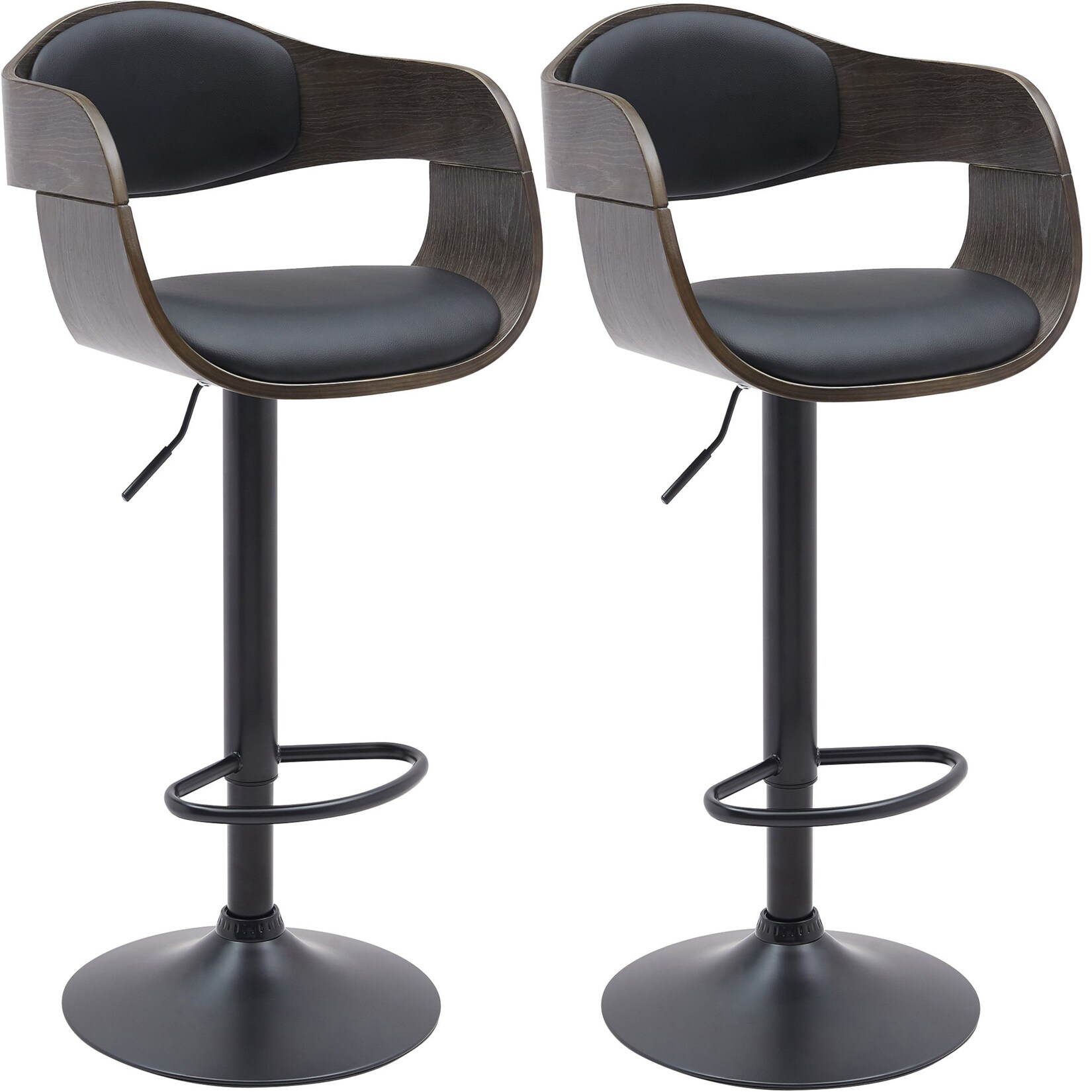 CLP 2er Set Barhocker Kingston B Kunstleder - Farbe: schwarz/grau, Material: Kunstleder