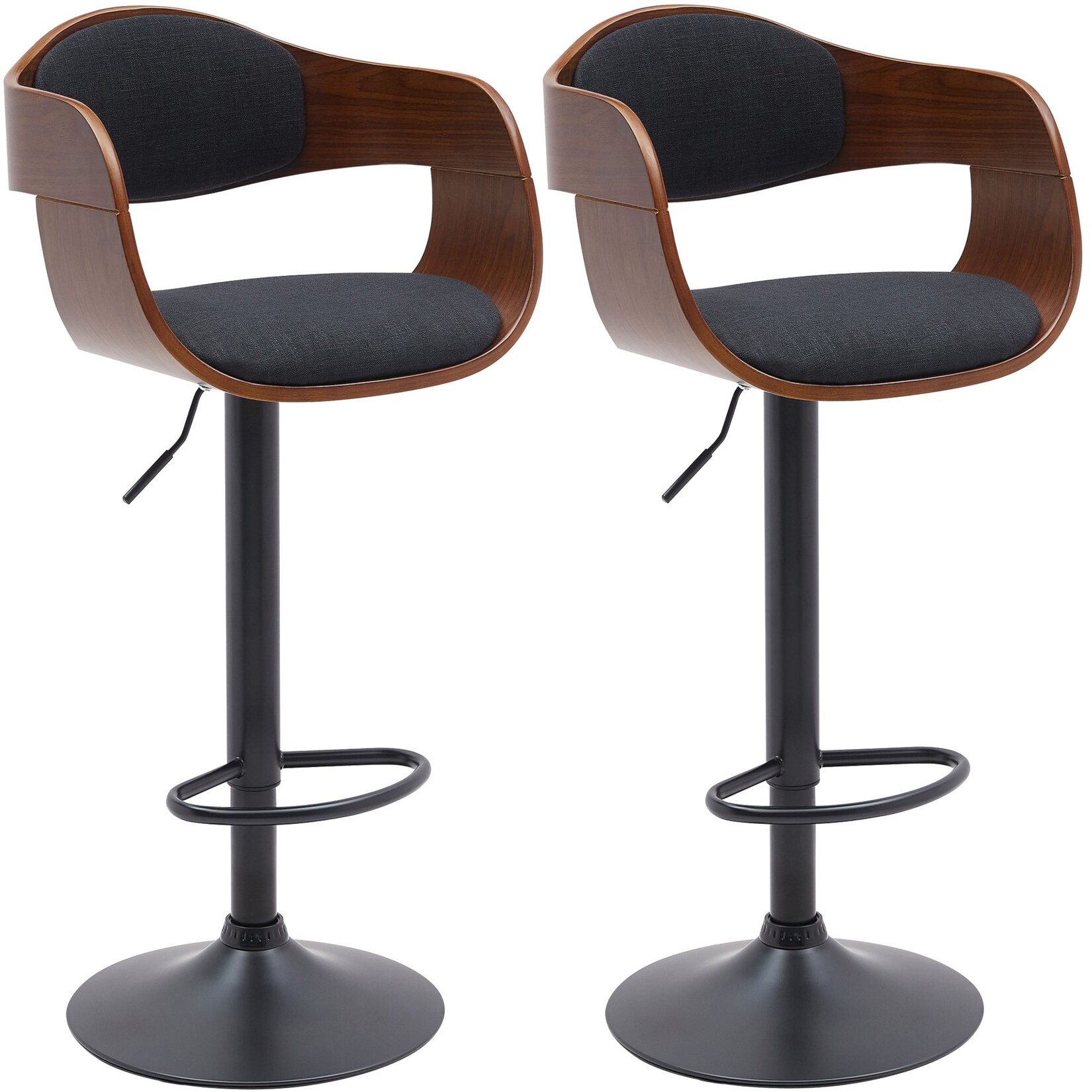 CLP 2er Set Barhocker Kingston B Stoff Farbe: walnuss/schwarz, Material: Stoff