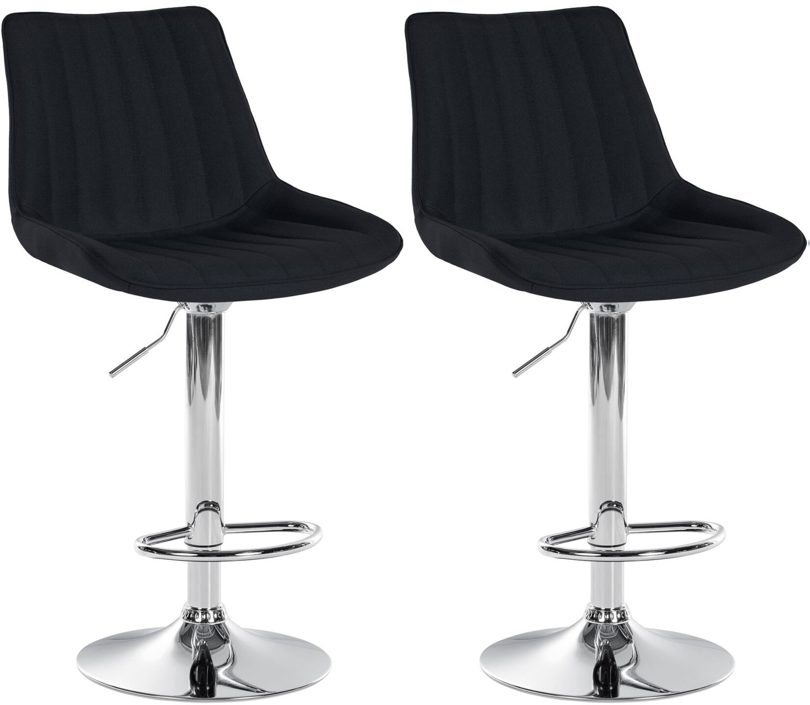 CLP 2er Set Barhocker Toni Stoff chrom Farbe: schwarz, Material Gestell: Metall in Chromoptik