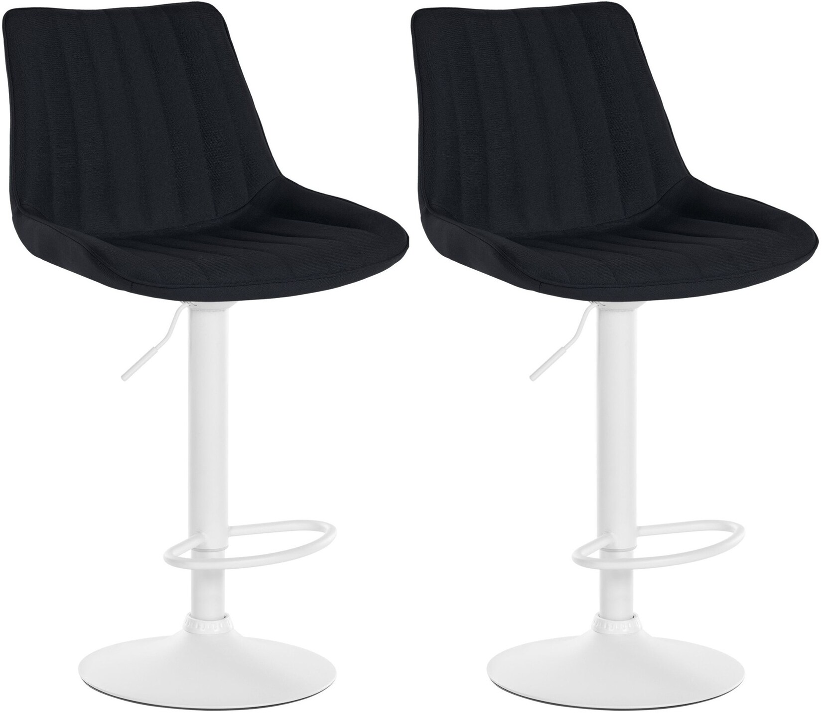 CLP 2er Set Barhocker Toni Stoff weiß - Farbe: schwarz, Gestellmaterial: Metall matt weiss