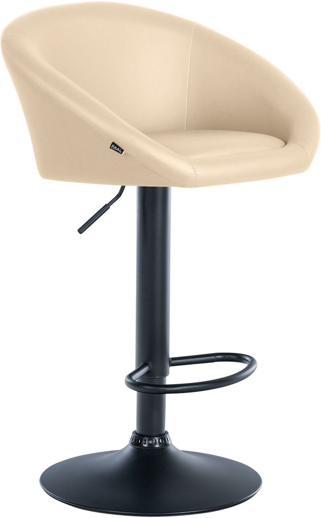 CLP Barhocker Davie Kunstleder schwarz Farbe: creme, Material Gestell: Metall matt schwarz