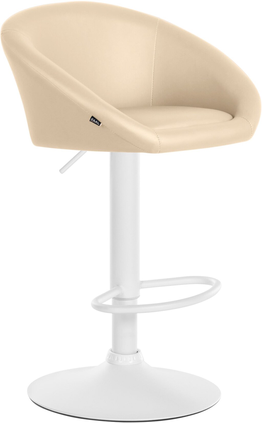 CLP Barhocker Davie Kunstleder weiß Farbe: creme, Material Gestell: Metall matt weiss