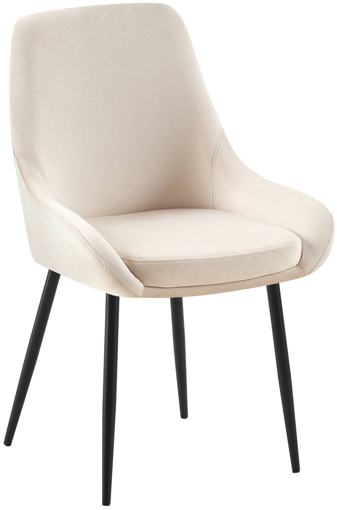 CLP Esszimmerstuhl Elmira Samt schwarz Farbe: creme, Material Gestell: Metall matt schwarz