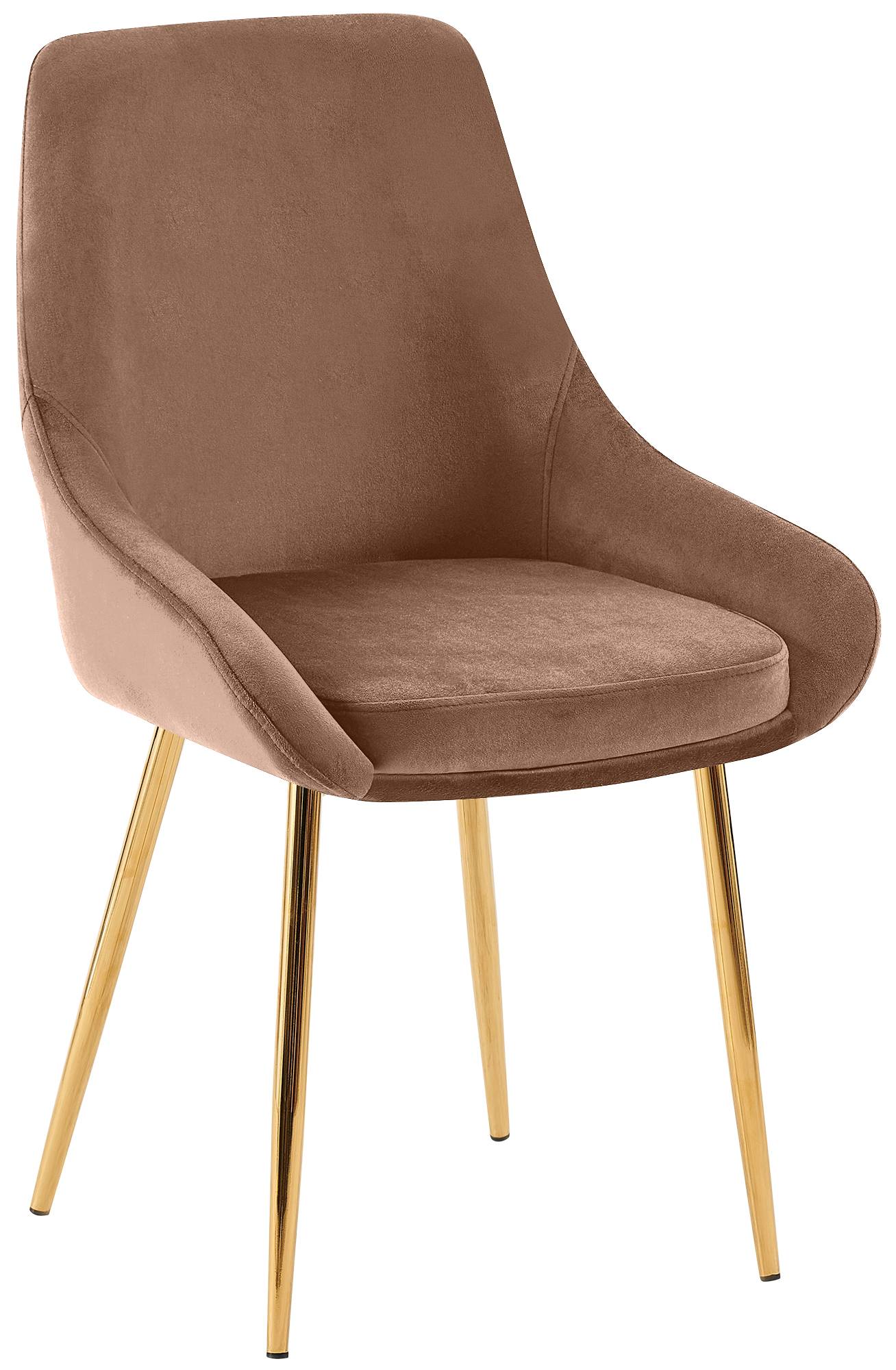 CLP Esszimmerstuhl Elmira Samt gold - Farbe: braun, Gestellmaterial: Metall gold 
