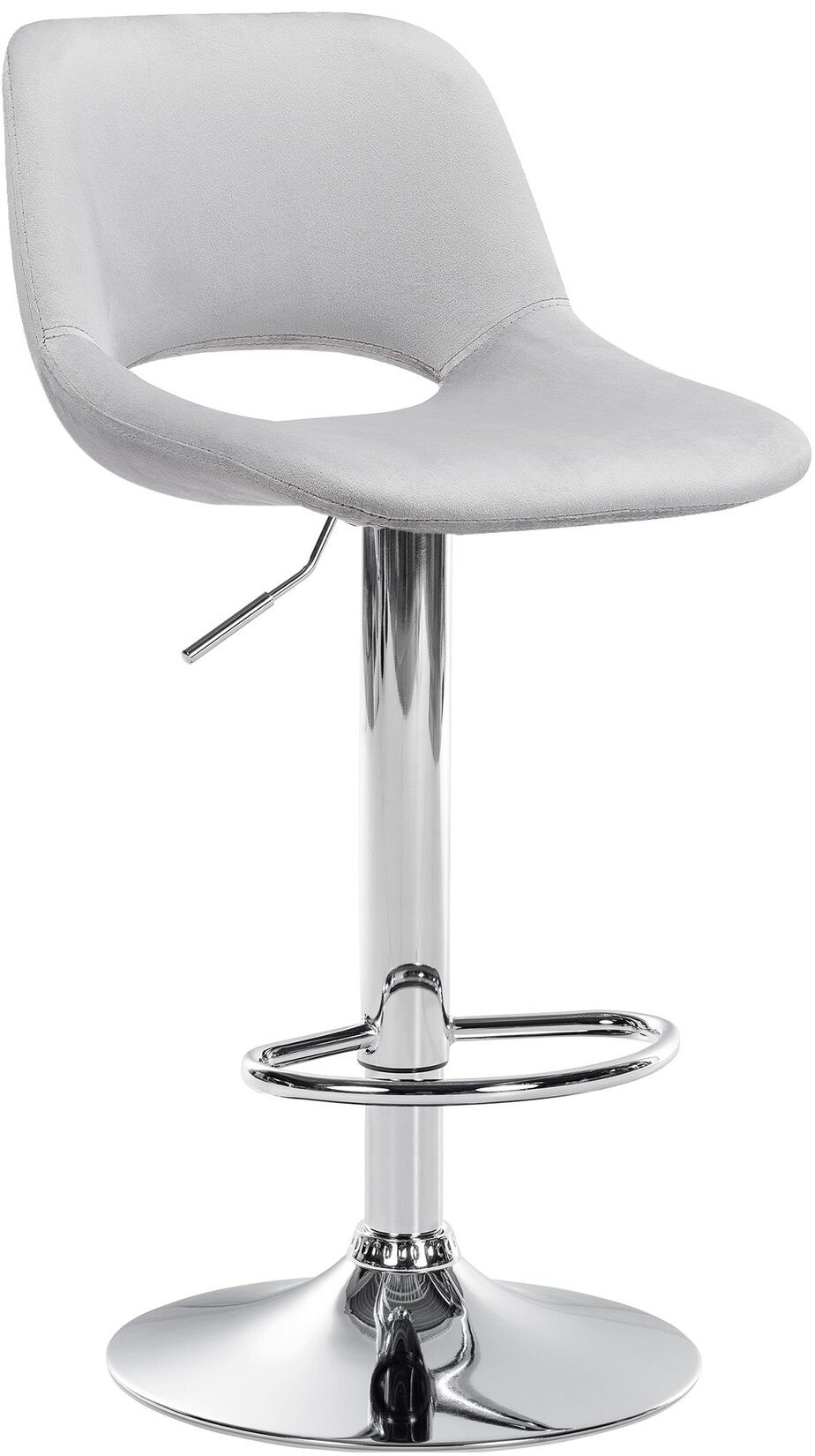 CLP Barhocker Camden Samt chrom Farbe: hellgrau, Material Gestell: Metall in Chromoptik