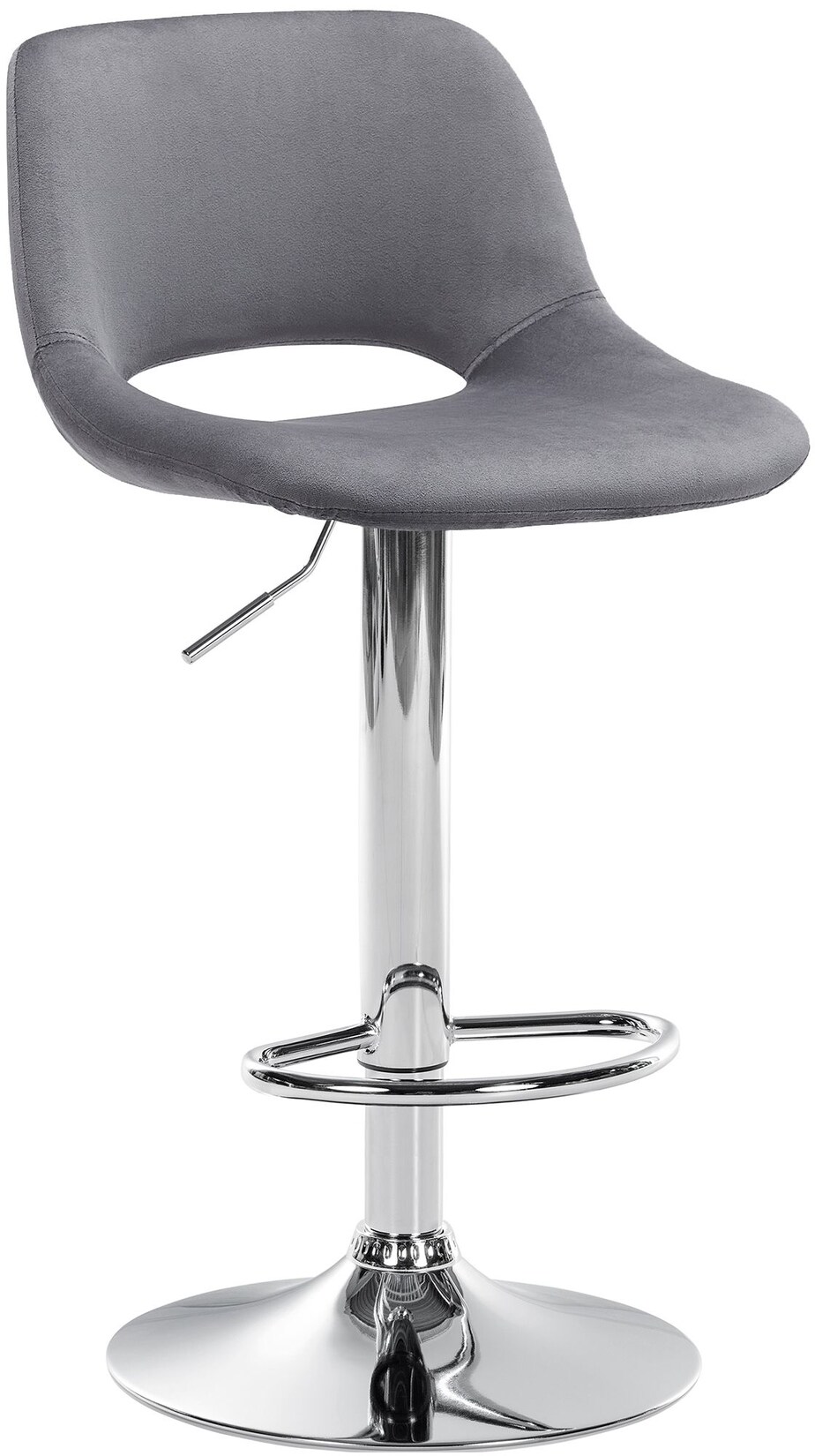 CLP Barhocker Camden Samt chrom Farbe: dunkelgrau, Material Gestell: Metall in Chromoptik