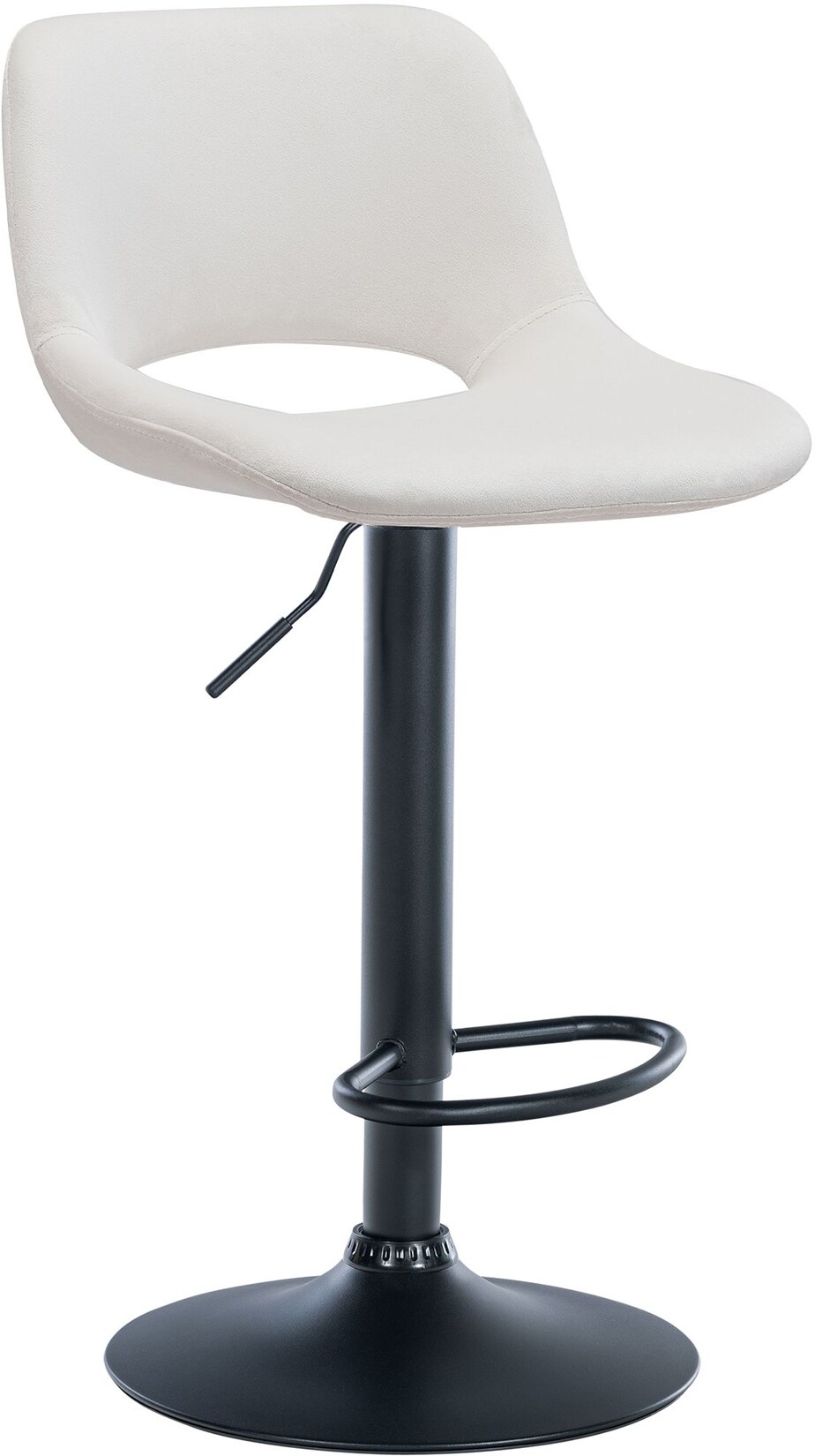 CLP Barhocker Camden Samt schwarz Farbe: creme, Material Gestell: Metall matt schwarz