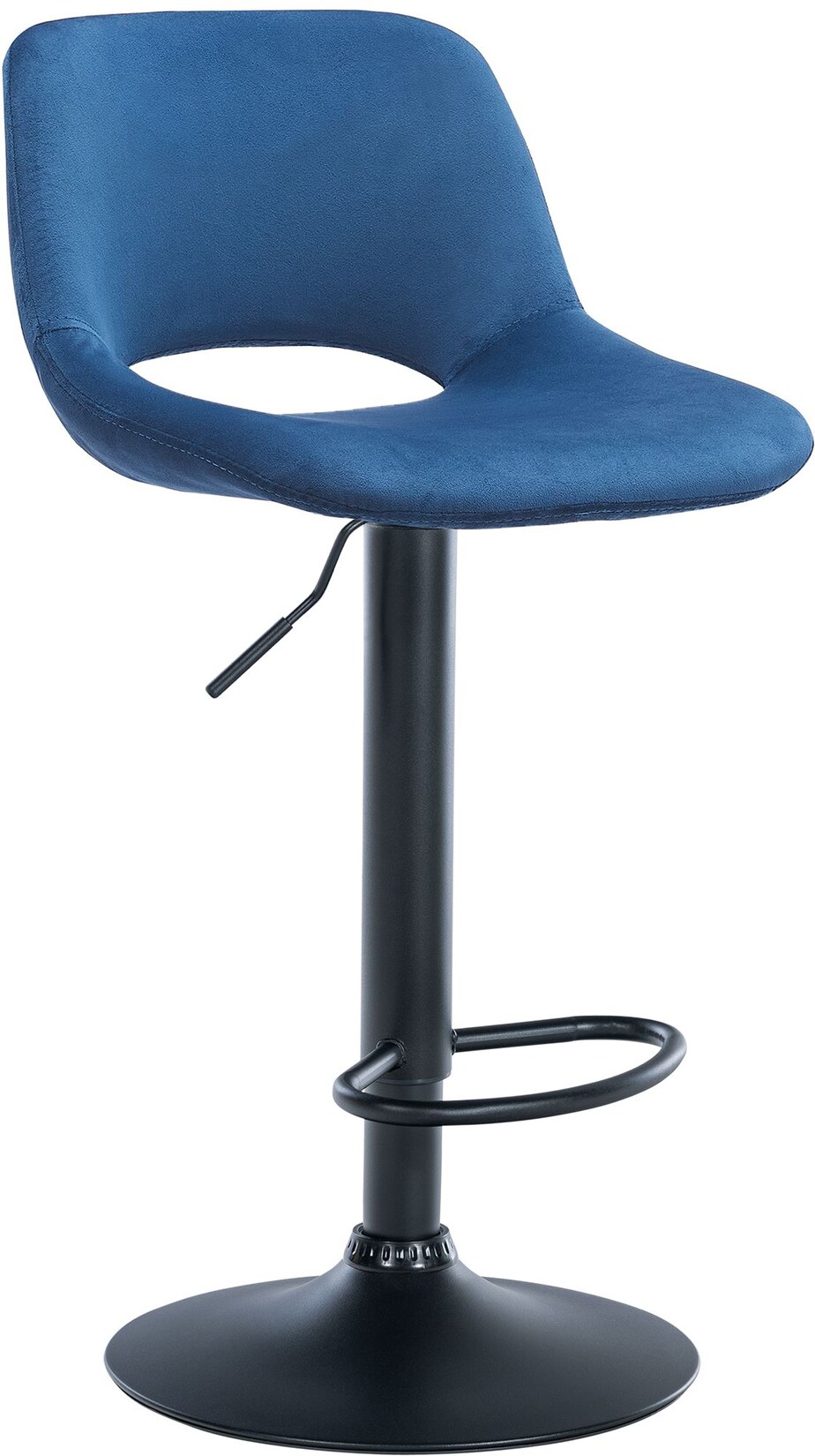 CLP Barhocker Camden Samt schwarz Farbe: blau, Material Gestell: Metall matt schwarz