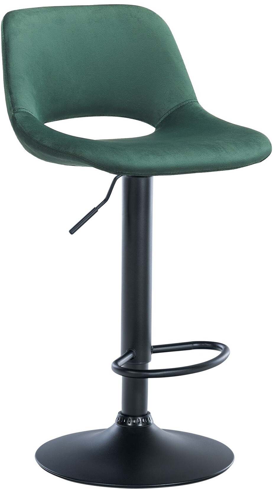 CLP Barhocker Camden Samt schwarz Farbe: grün, Material Gestell: Metall matt schwarz