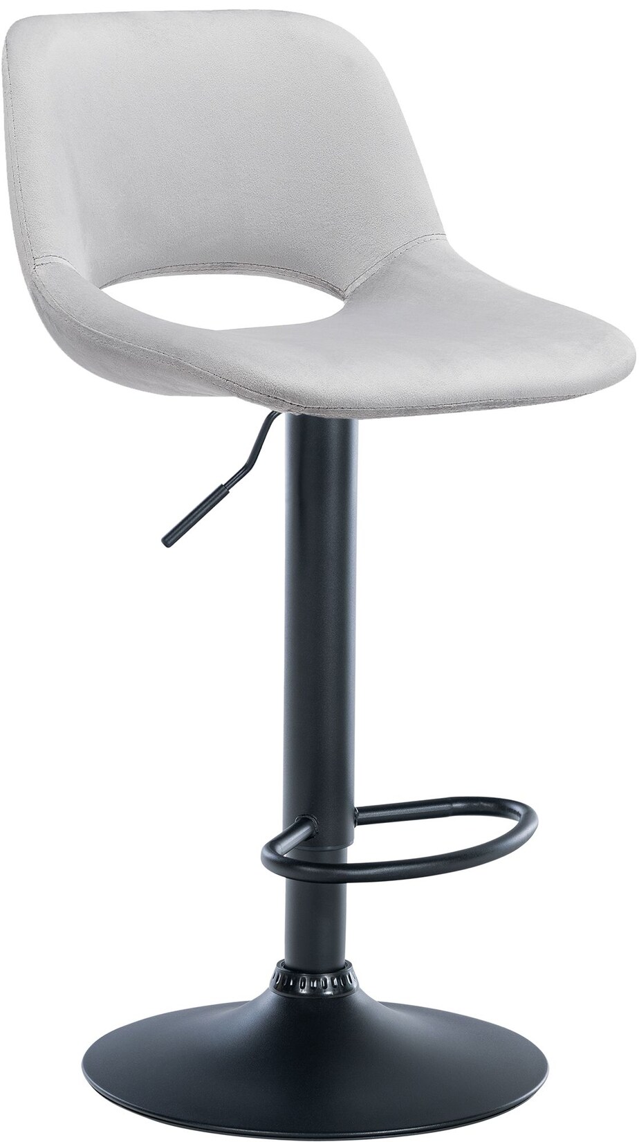 CLP Barhocker Camden Samt schwarz Farbe: hellgrau, Material Gestell: Metall matt schwarz