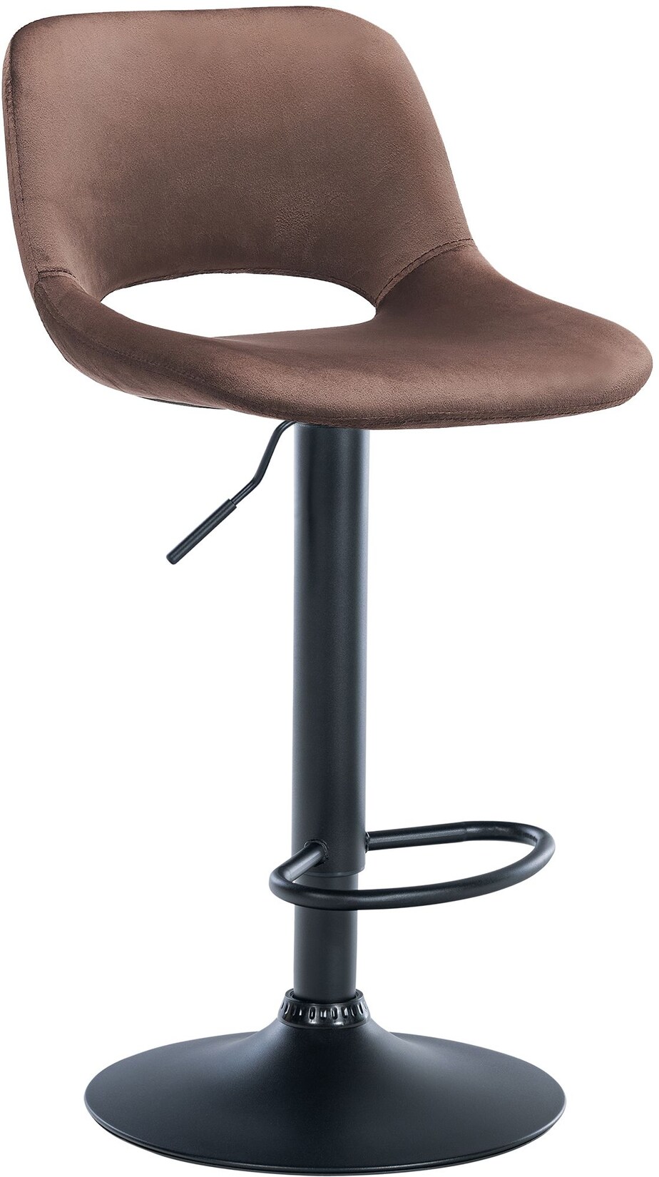CLP Barhocker Camden Samt schwarz Farbe: braun, Material Gestell: Metall matt schwarz