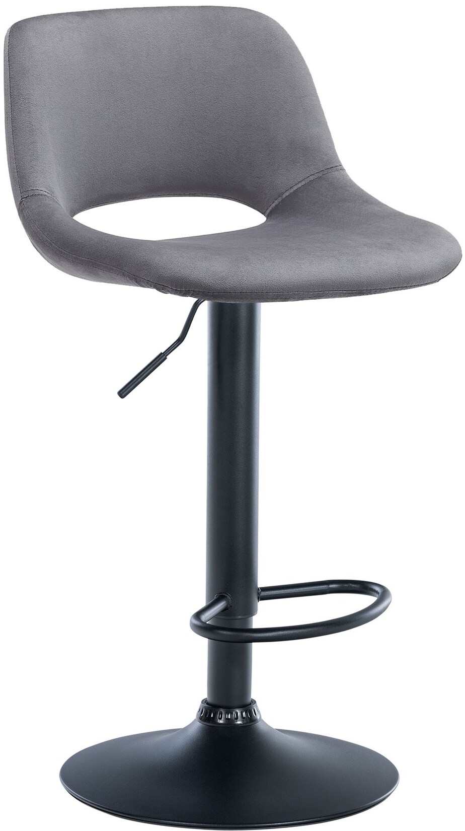 CLP Barhocker Camden Samt schwarz Farbe: dunkelgrau, Material Gestell: Metall matt schwarz