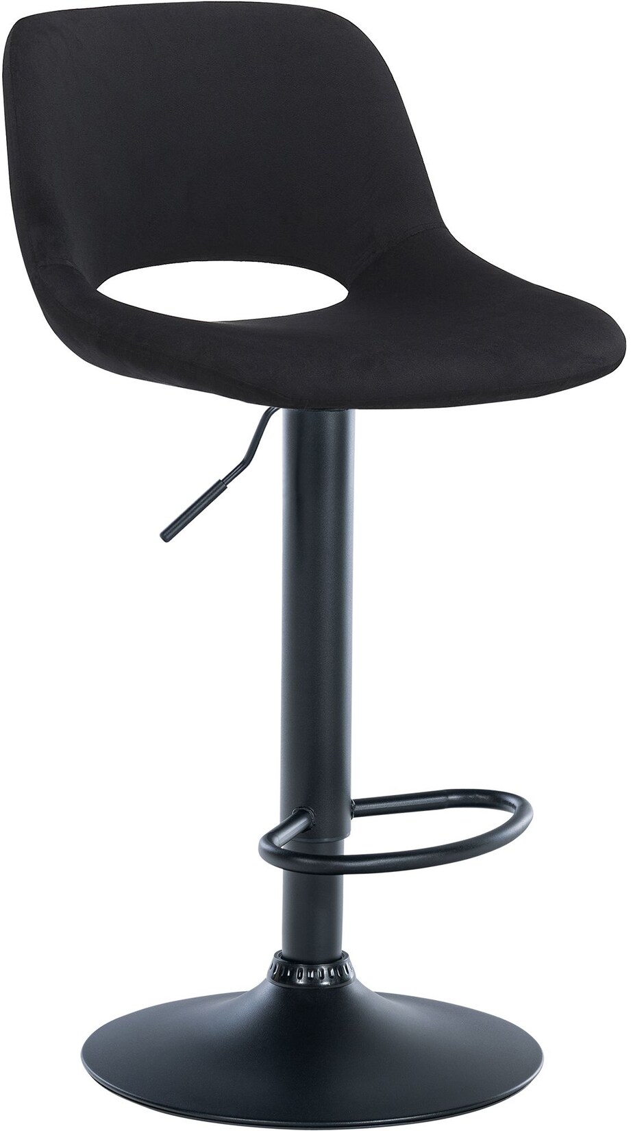 CLP Barhocker Camden Samt schwarz Farbe: schwarz, Material Gestell: Metall matt schwarz