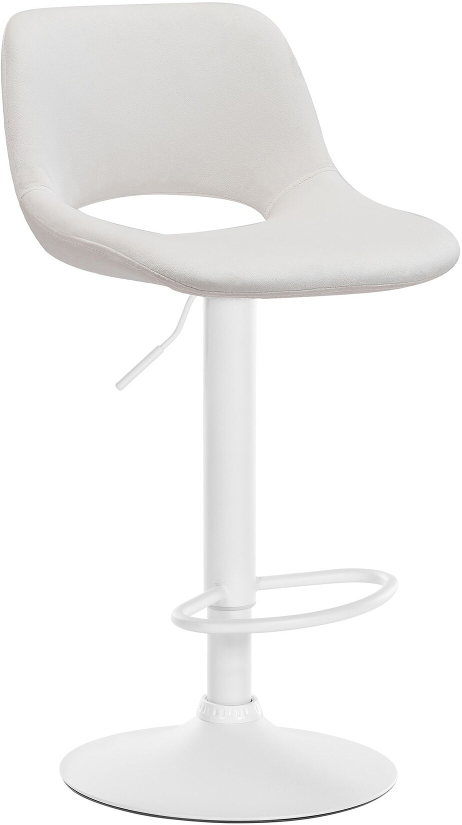 CLP Barhocker Camden Samt weiß Farbe: creme, Material Gestell: Metall matt weiss