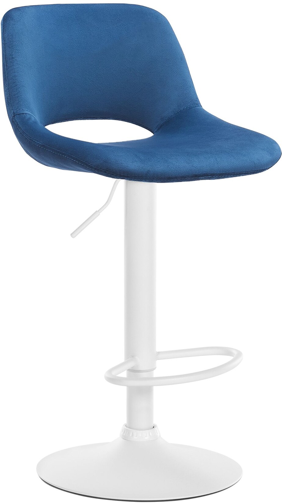 CLP Barhocker Camden Samt weiß Farbe: blau, Material Gestell: Metall matt weiss