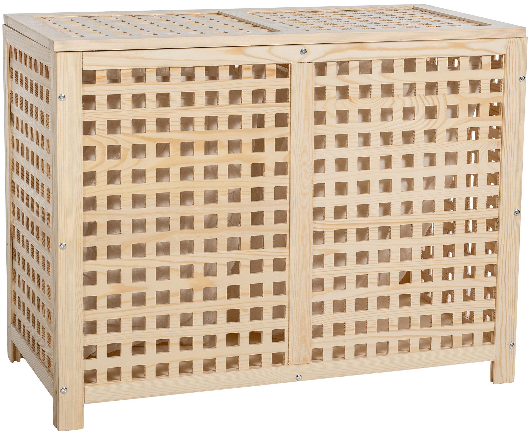 CLP W&auml;schebox I W&auml;schetruhe Und Aufbewahrungsbox Aus Holz I Moderner W&auml;schesammler Mit Deckel I W&auml;schebeh&auml;lter Mit Gitter Zur Bel&uuml;ftung 