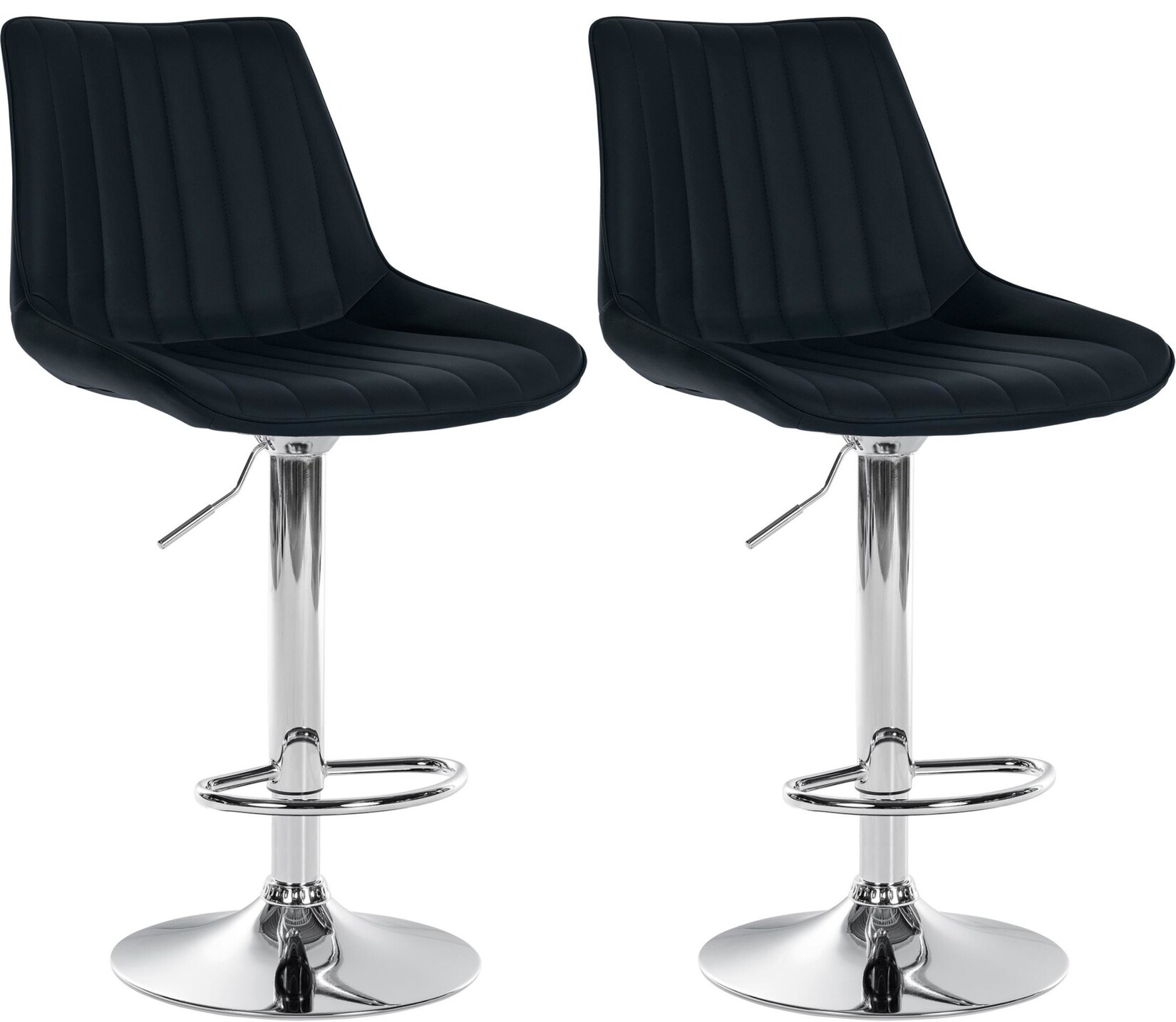 CLP 2er Set Barhocker Toni Kunstleder chrom Farbe: schwarz, Material Gestell: Metall in Chromoptik