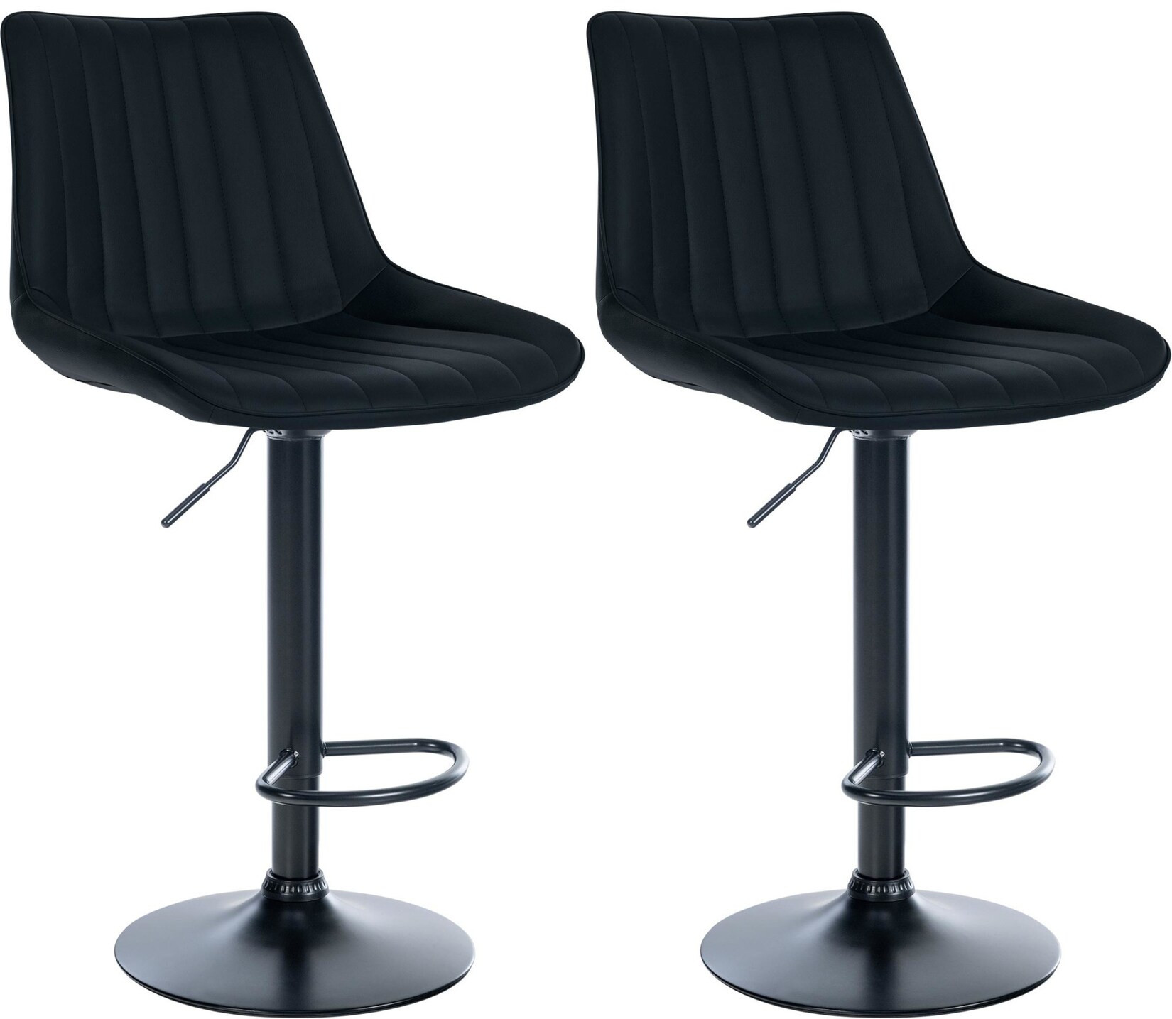 CLP 2er Set Barhocker Toni Kunstleder schwarz Farbe: schwarz, Material Gestell: Metall matt schwarz
