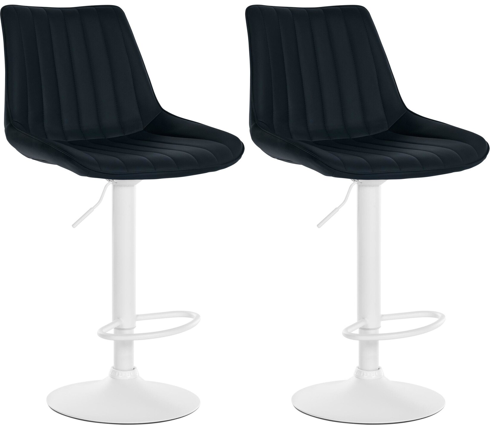 CLP 2er Set Barhocker Toni Kunstleder weiß - Farbe: schwarz, Gestellmaterial: Metall matt weiss