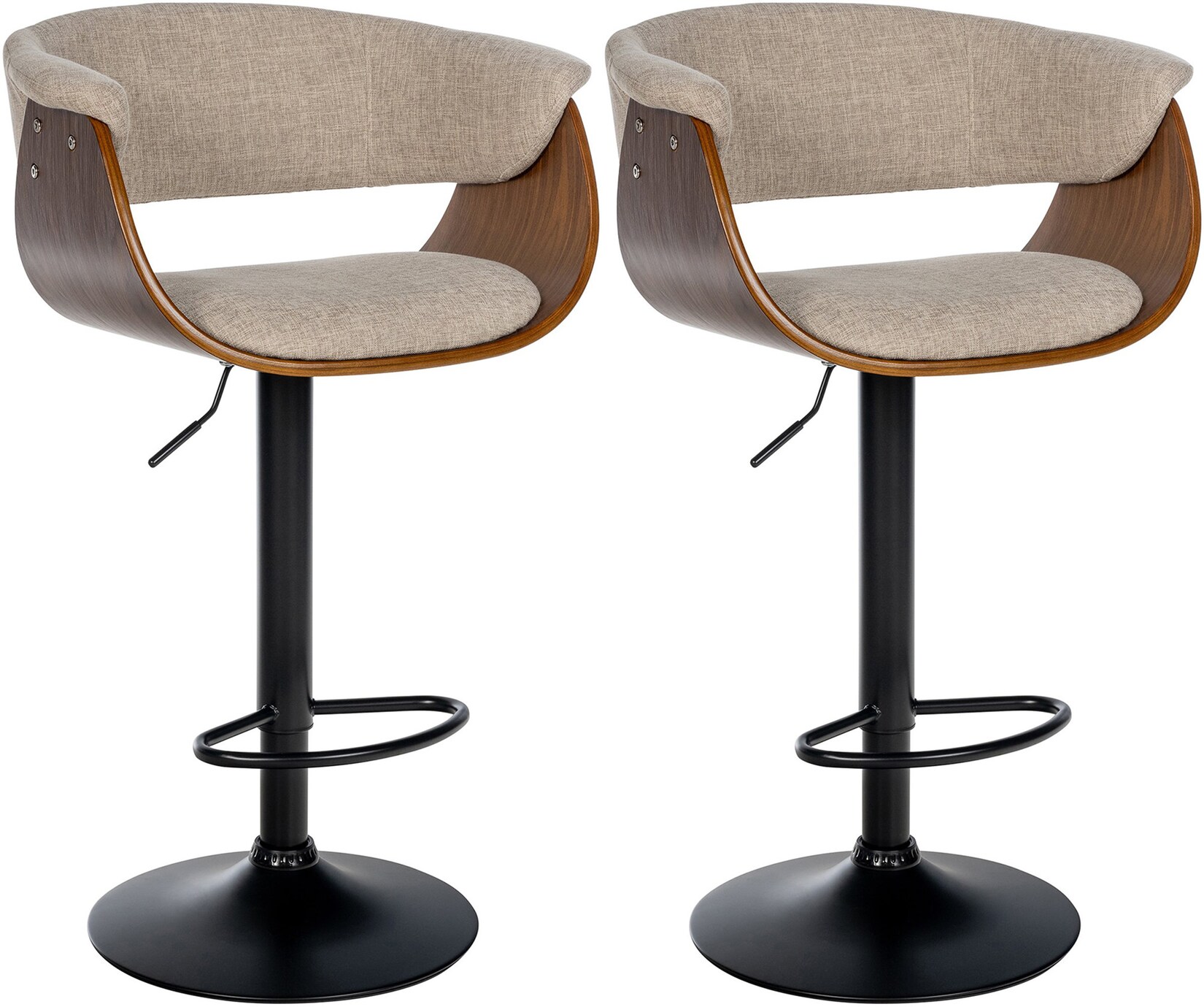 CLP 2er Set Barhocker Vestal Stoff Farbe: walnuss/creme, Material: Stoff