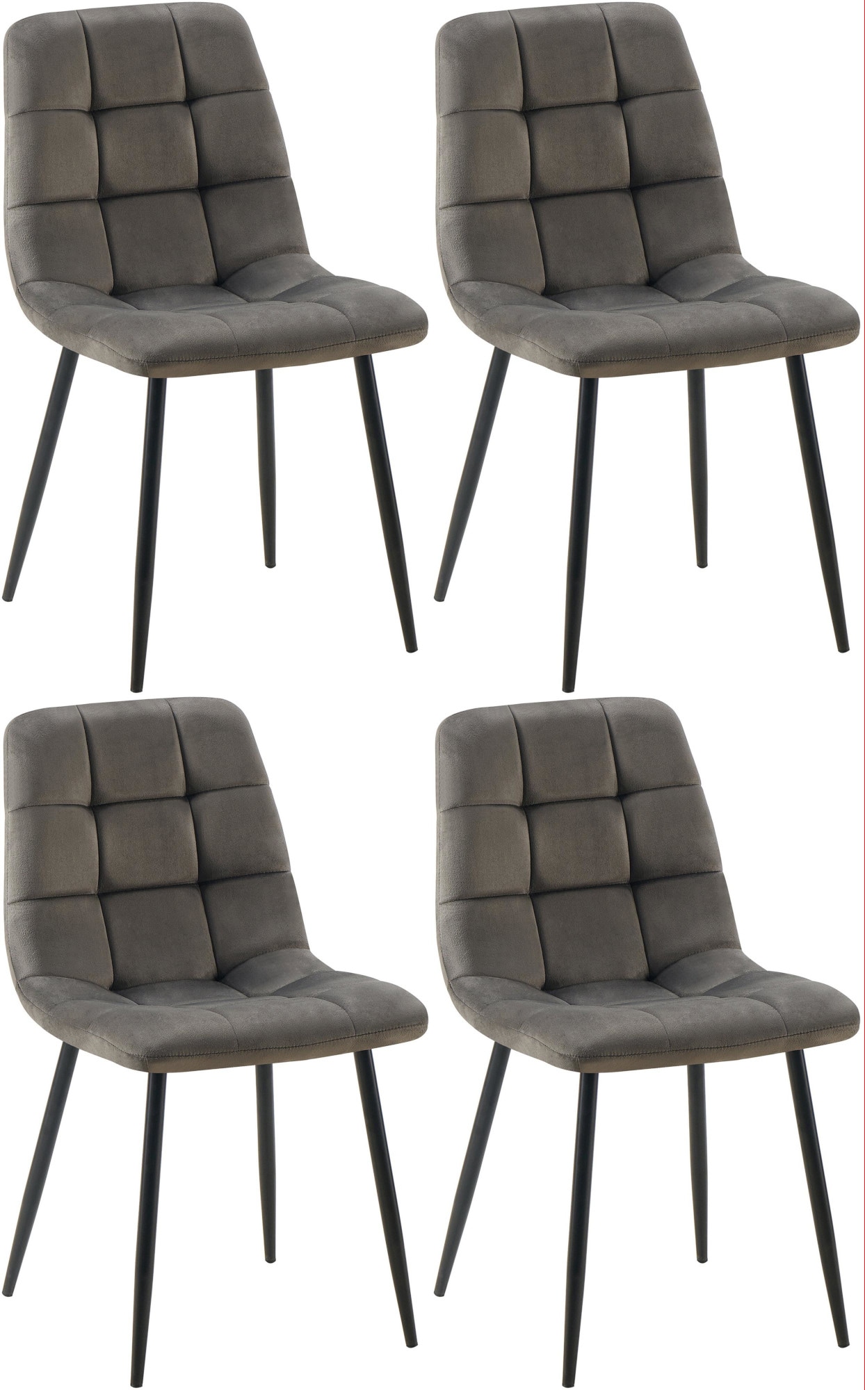 CLP Esszimmerst&uuml;hle 4er Set gepolstert Antibes, K&uuml;chenst&uuml;hle Samtbezug mit R&uuml;ckenlehnen und schwarzen Metallgestellen, bis 150 kg belastbar 