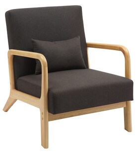 CLP Relaxsessel Hibbing I Komfortabler Polstersessel mit Stoffbezug I Gestell aus Kautschukholz I Sessel für Wohnzimmer und Schlafzimmer 