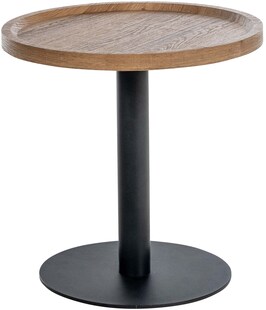 CLP Beistelltisch Aspen I Couchtisch mit runder Tischplatte aus Holz I Wohnzimmertisch mit matt-schwarzem Metallgestell 