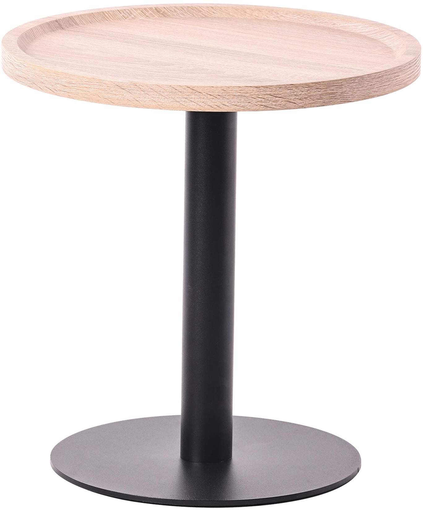 CLP Beistelltisch Aspen I Couchtisch mit runder Tischplatte aus Holz I Wohnzimmertisch mit matt-schwarzem Metallgestell