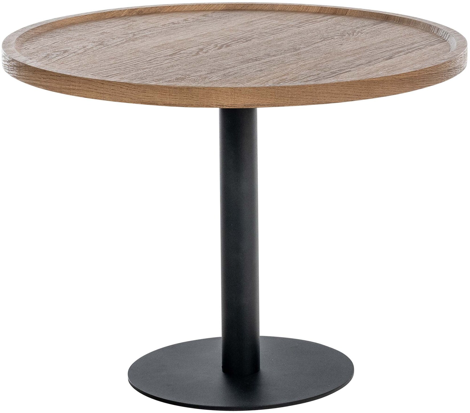 CLP Beistelltisch Aspen I Couchtisch mit runder Tischplatte aus Holz I Wohnzimmertisch mit matt-schwarzem Metallgestell