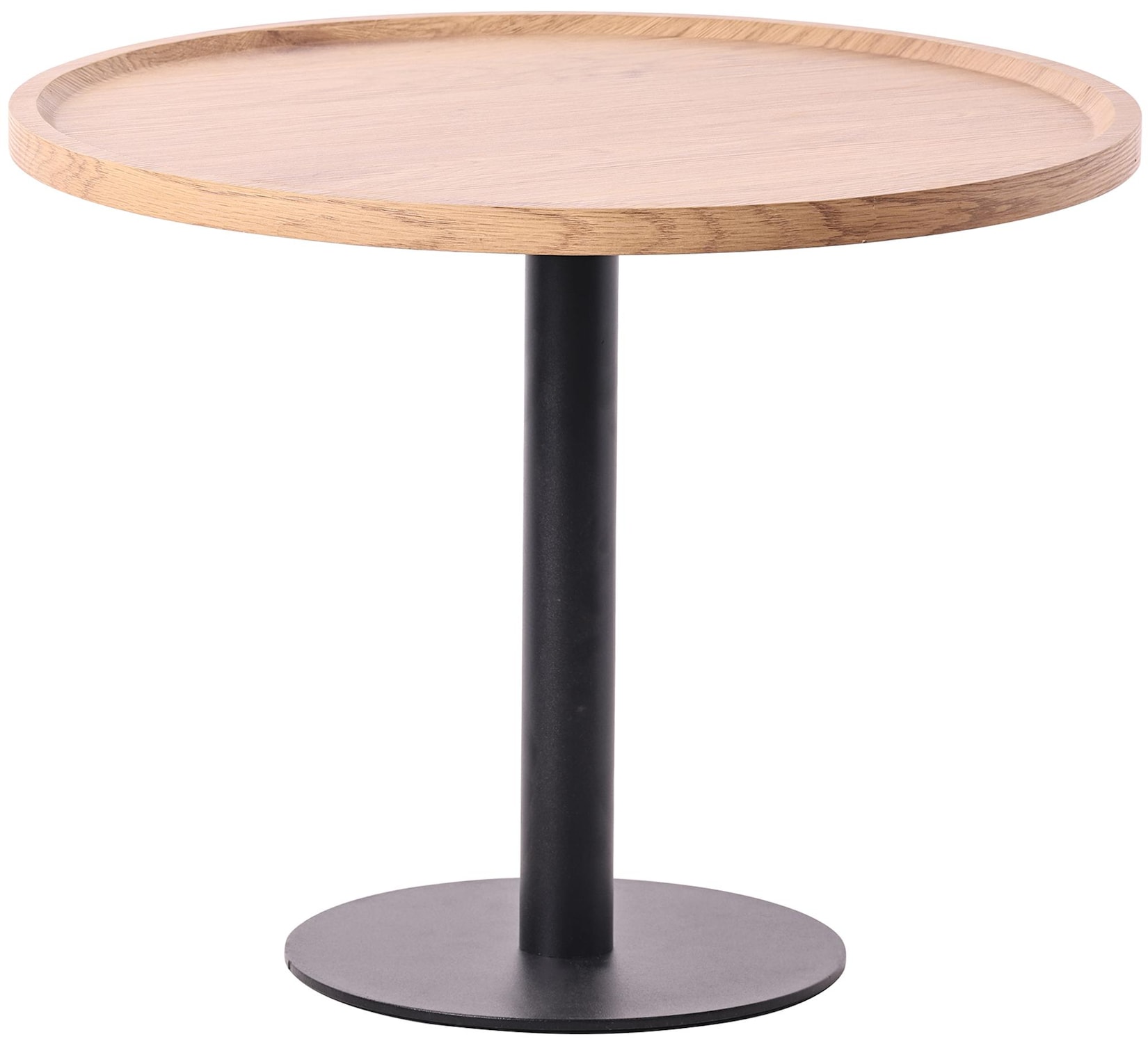 CLP Beistelltisch Aspen I Couchtisch mit runder Tischplatte aus Holz I Wohnzimmertisch mit matt-schwarzem Metallgestell