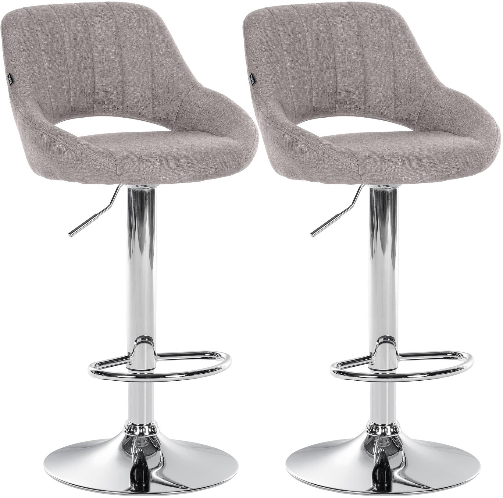 CLP 2er Set Barhocker Milet Stoff C Farbe: grau, Material Gestell: Metall in Chromoptik