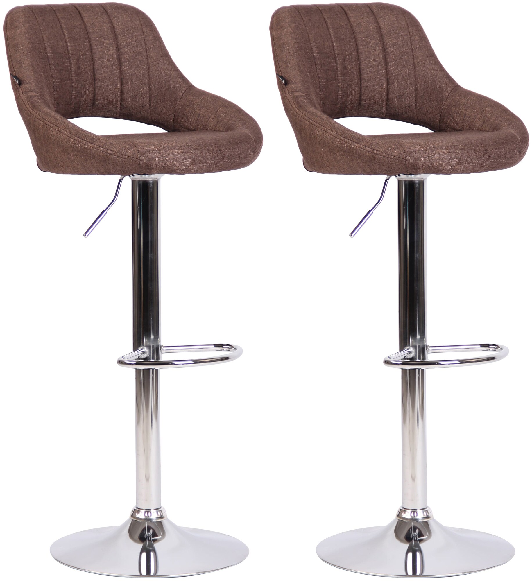 CLP Barhocker 2er Set h&ouml;henverstellbar mit Lehne Milet, Barst&uuml;hle gepolstert Stoffbez&uuml;ge, Tresenst&uuml;hle mit Metallgestellen drehbar 