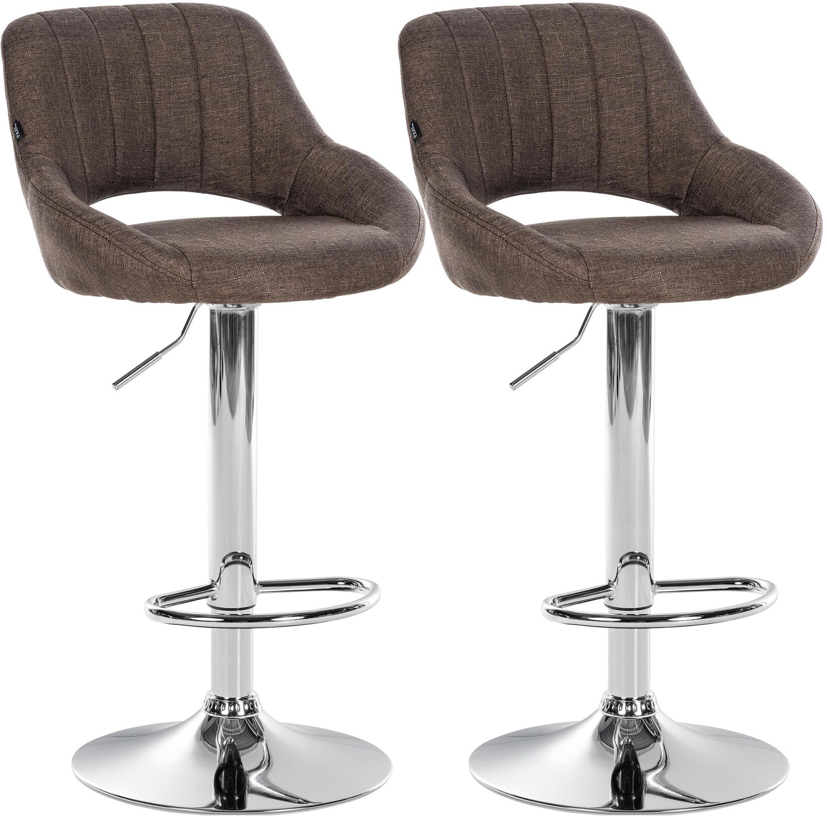 CLP 2er Set Barhocker Milet Stoff C Farbe: braun, Material Gestell: Metall in Chromoptik