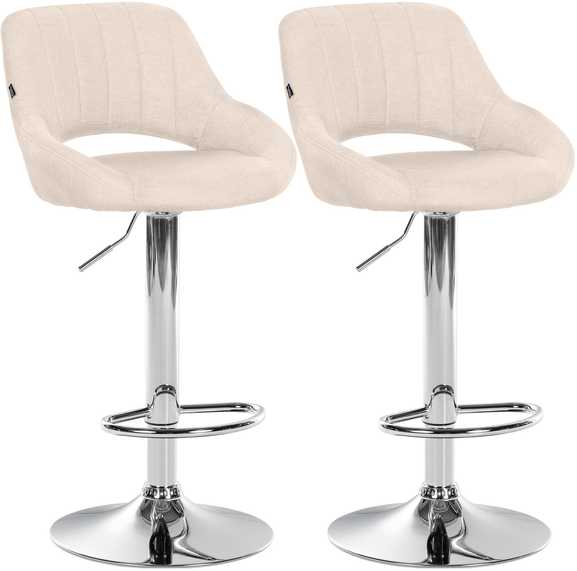 CLP Barhocker 2er Set h&ouml;henverstellbar mit Lehne Milet, Barst&uuml;hle gepolstert Stoffbez&uuml;ge, Tresenst&uuml;hle mit Metallgestellen drehbar, 