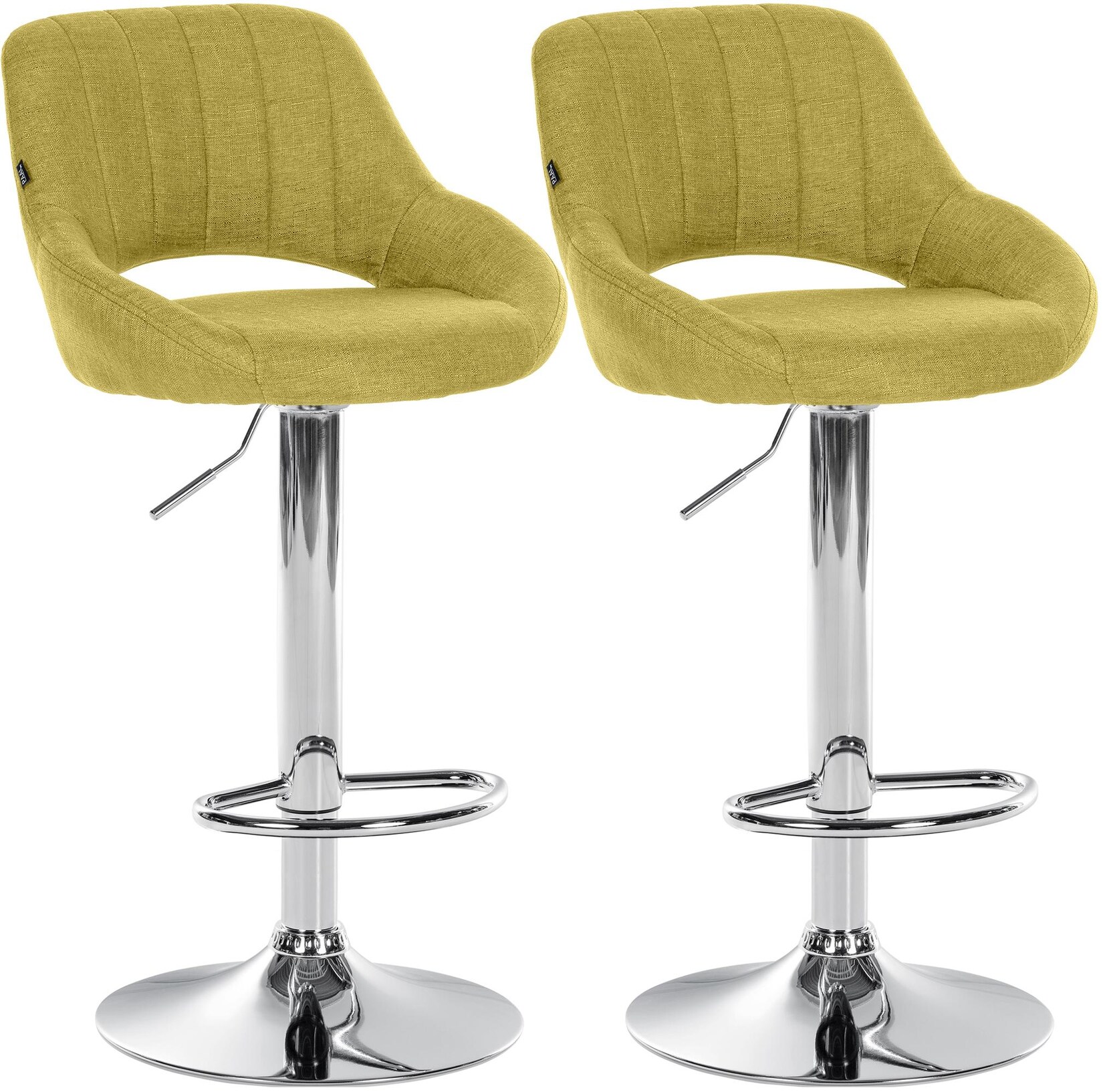 CLP 2er Set Barhocker Milet Stoff C Farbe: grün, Material Gestell: Metall in Chromoptik